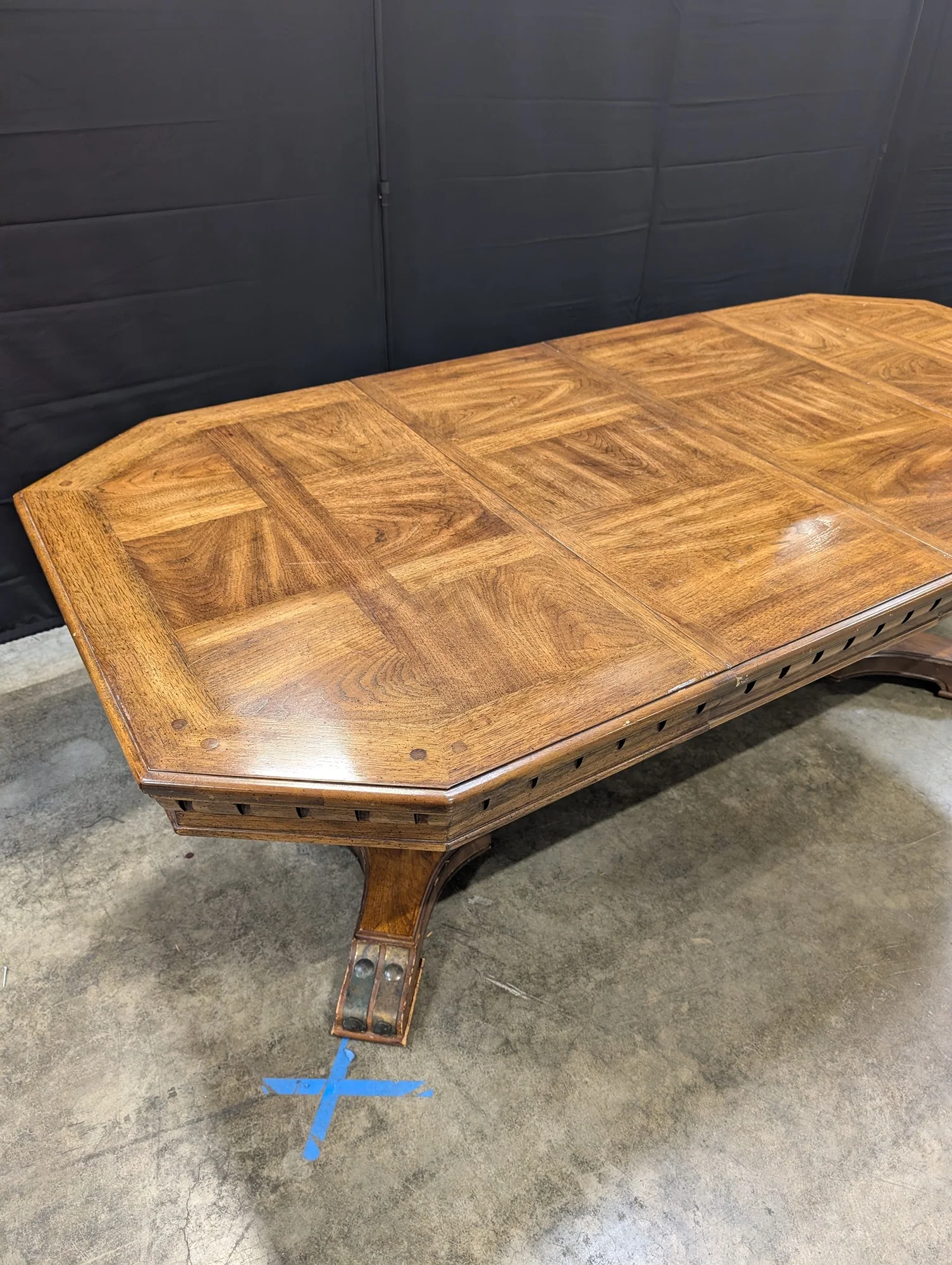 Expansive Octagonal Wood Dining Table with Inlaid Top - Image 5