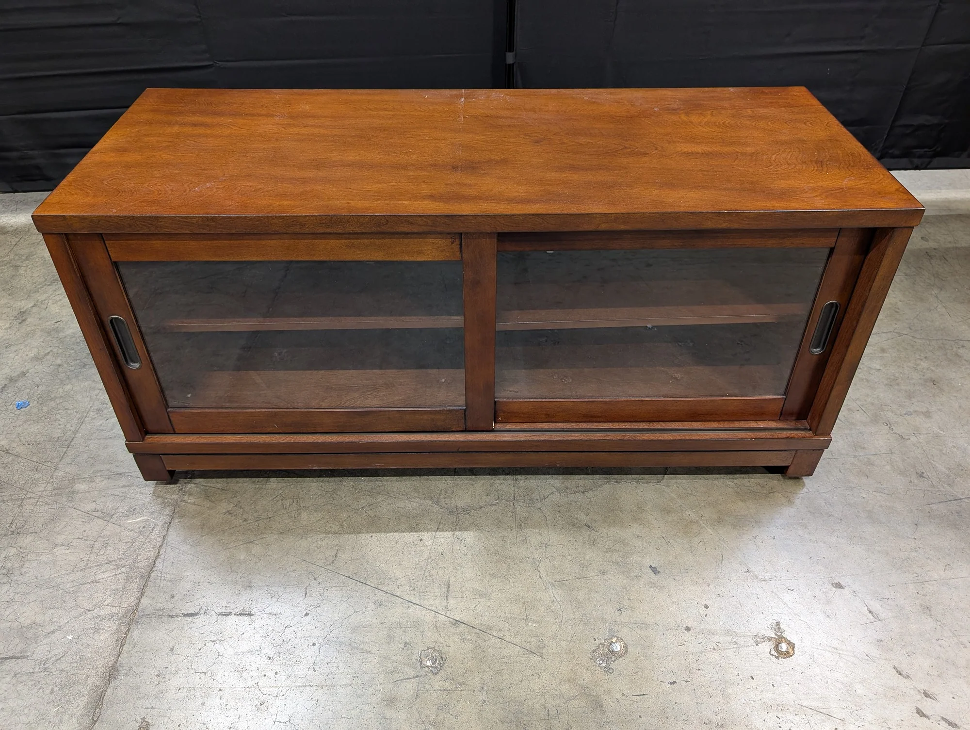 Office Star Products Wood Media Console with Sliding Glass Doors - Image 2