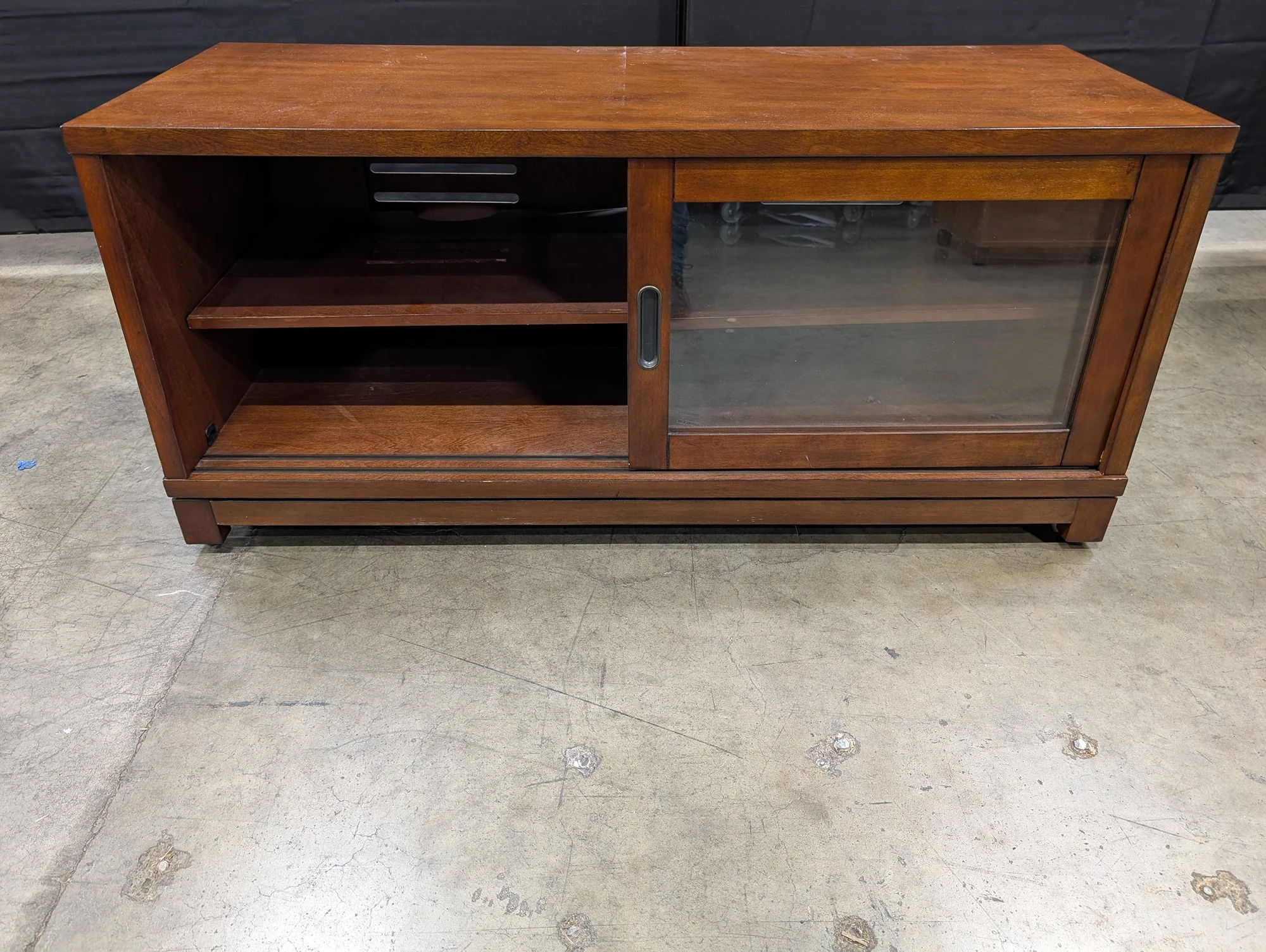 Office Star Products Wood Media Console with Sliding Glass Doors - Image 3
