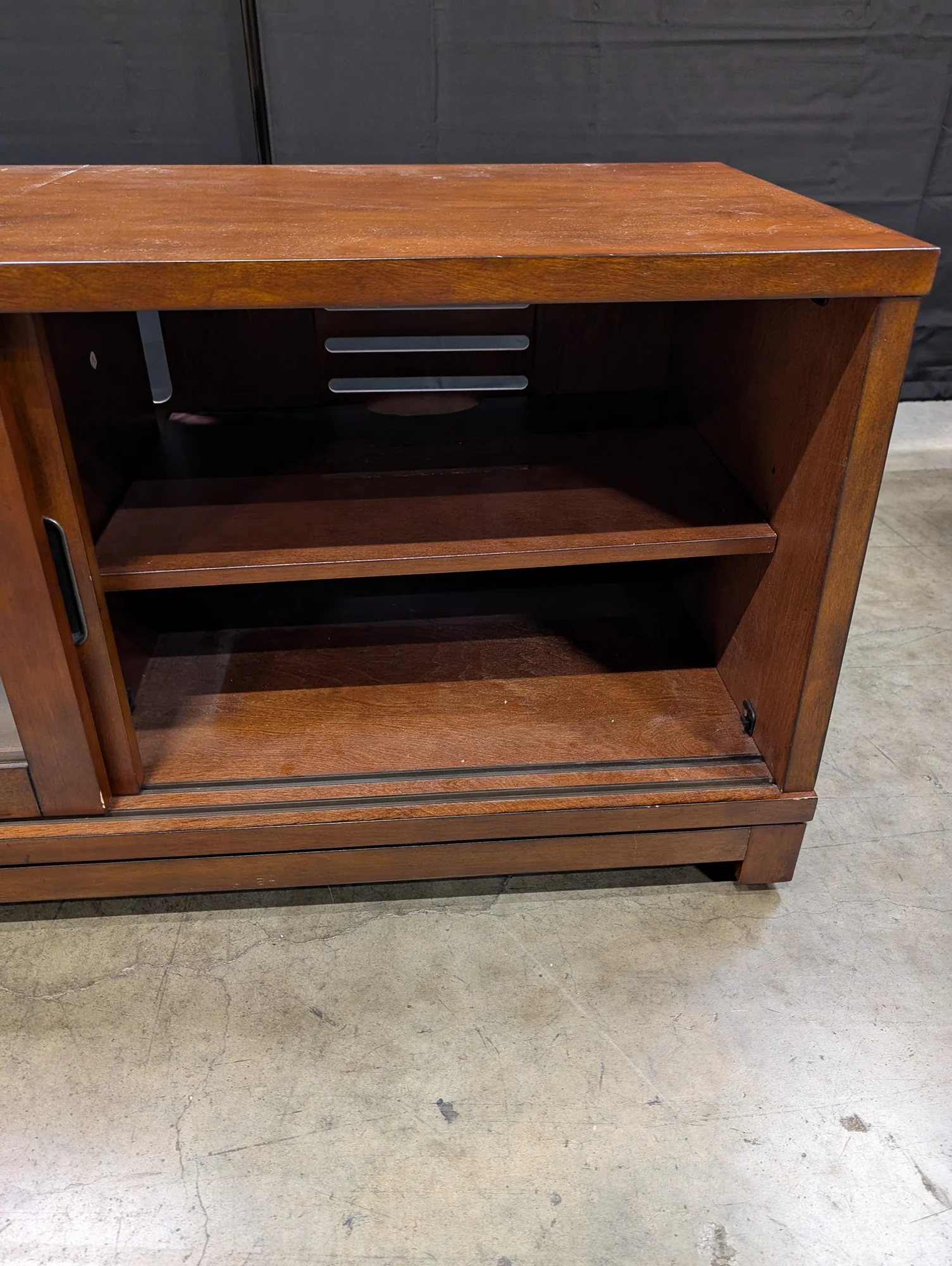 Office Star Products Wood Media Console with Sliding Glass Doors - Image 4