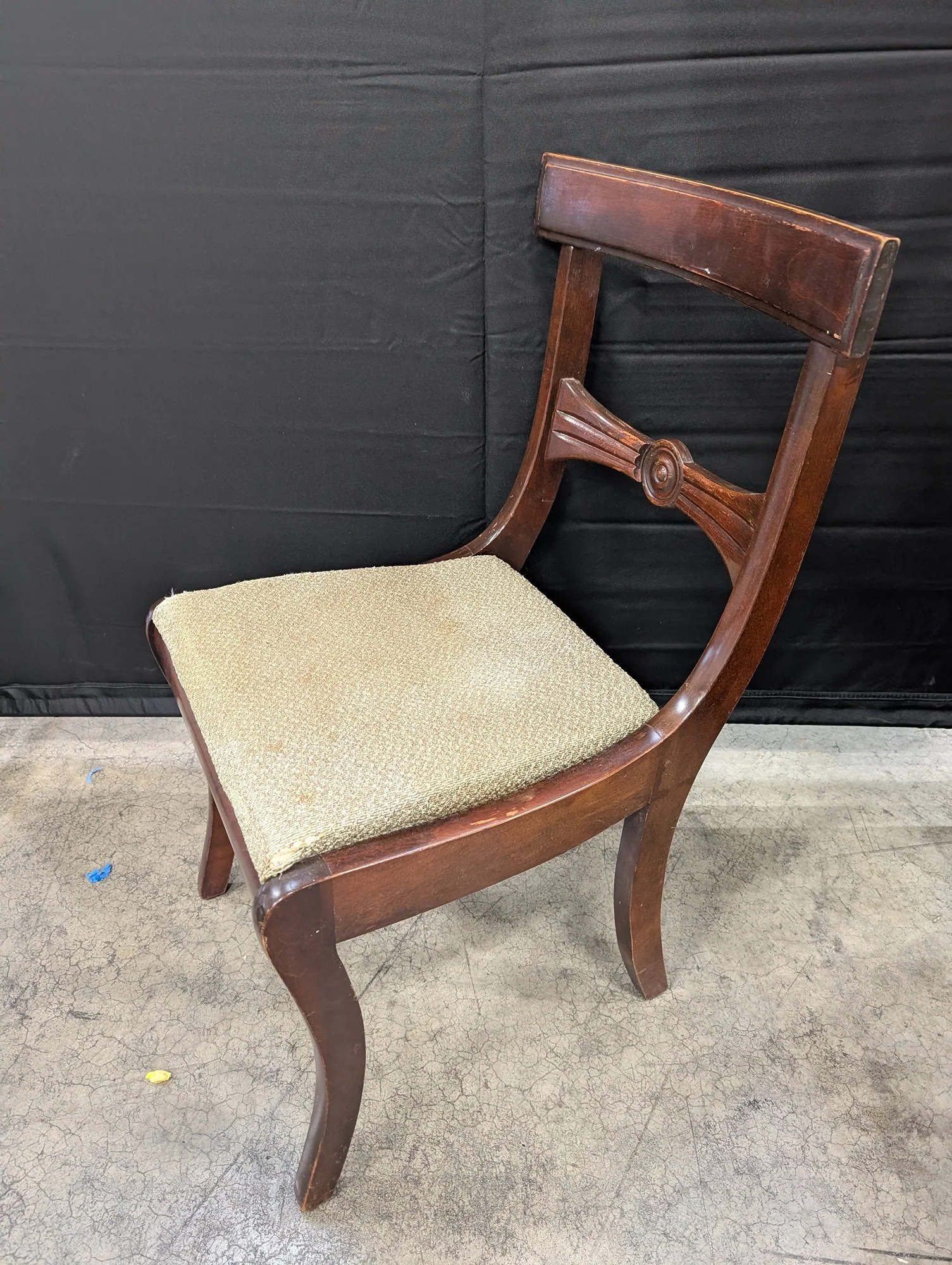 Classic Dark Wood Dining Chair with Upholstered Seat - Image 2