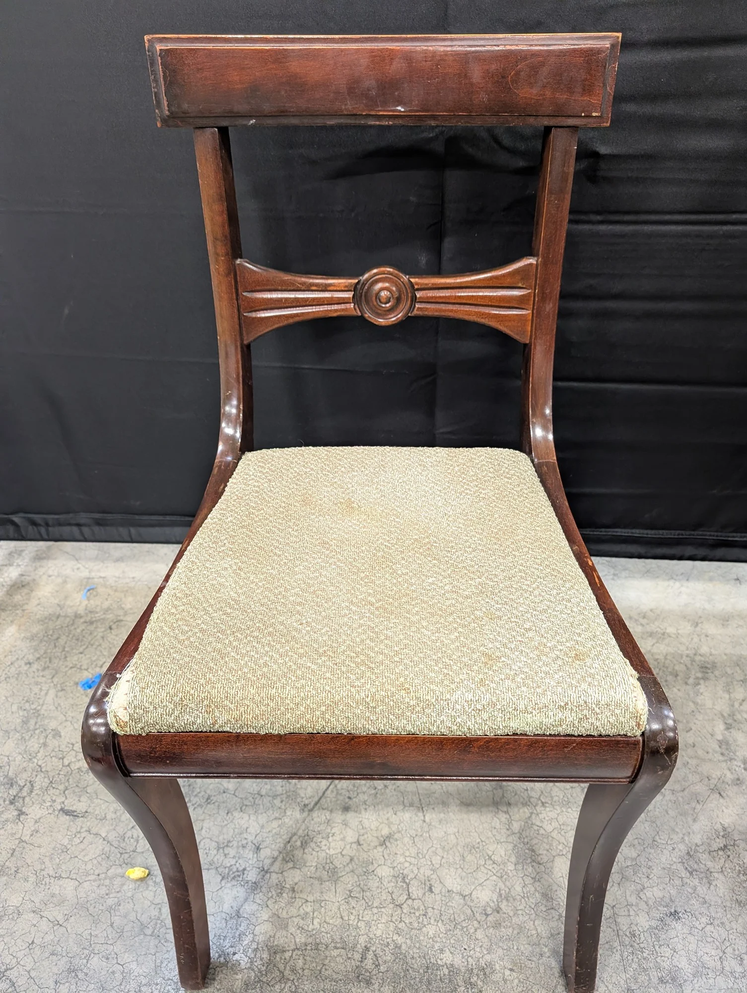 Classic Dark Wood Dining Chair with Upholstered Seat - Image 3