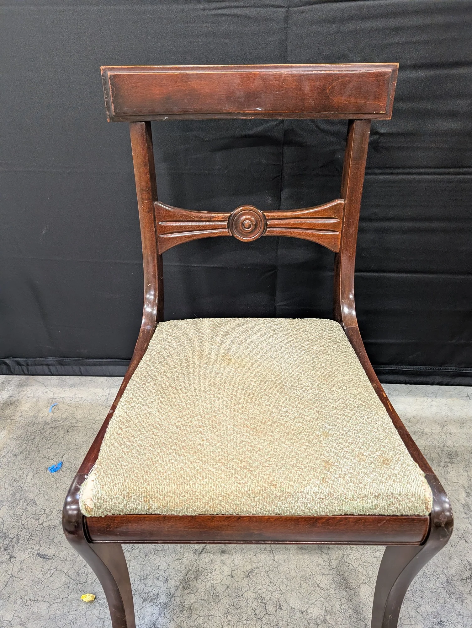 Classic Dark Wood Dining Chair with Upholstered Seat - Image 4