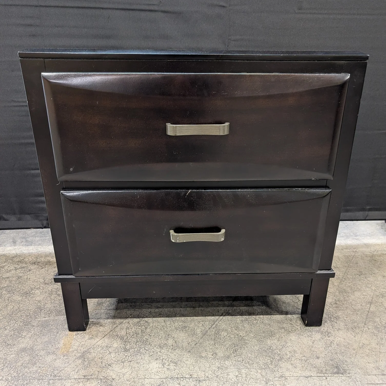 Contemporary Dark Brown Two-Drawer Bedside Table
