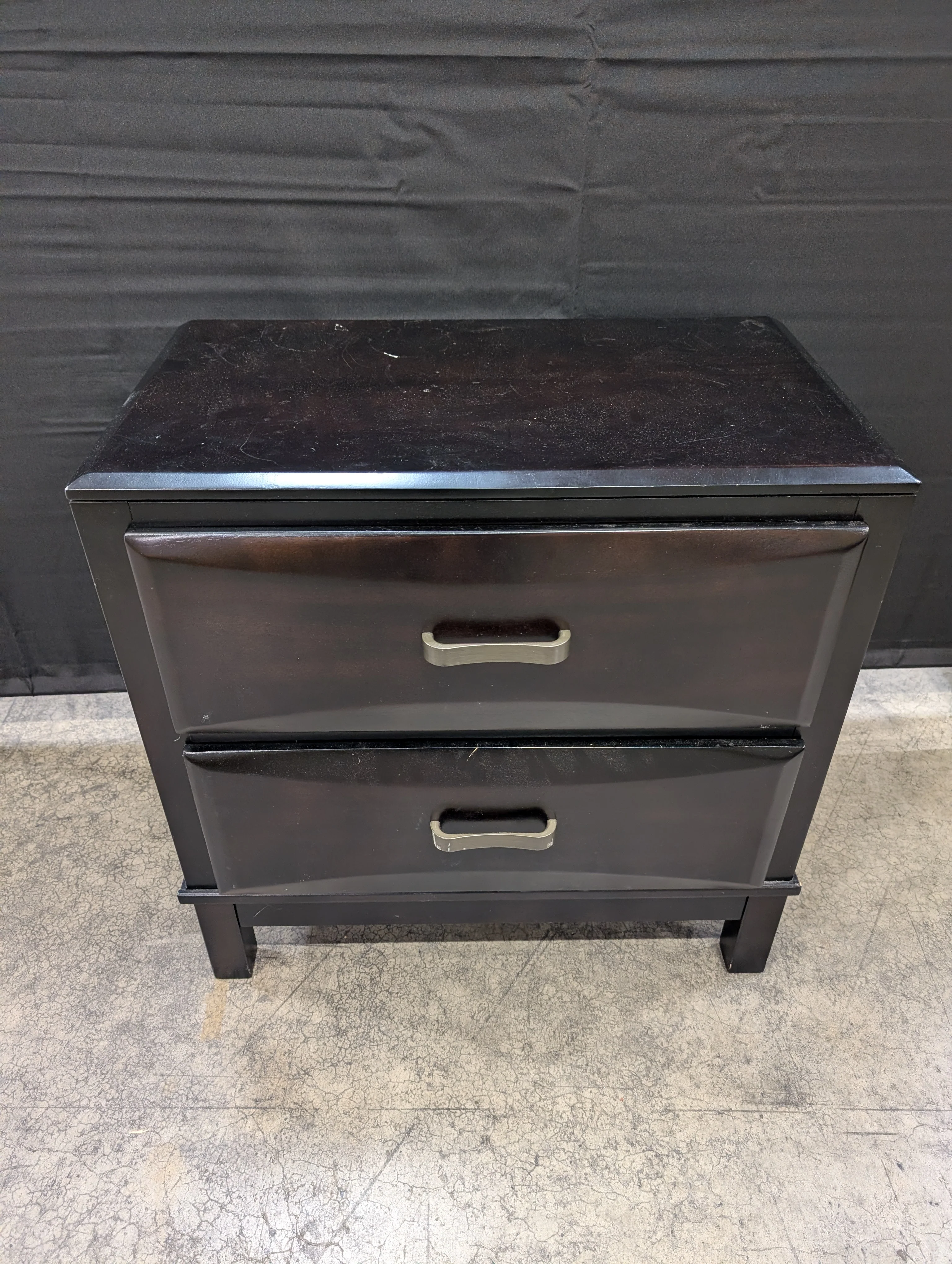 Contemporary Dark Brown Two-Drawer Bedside Table - Image 2