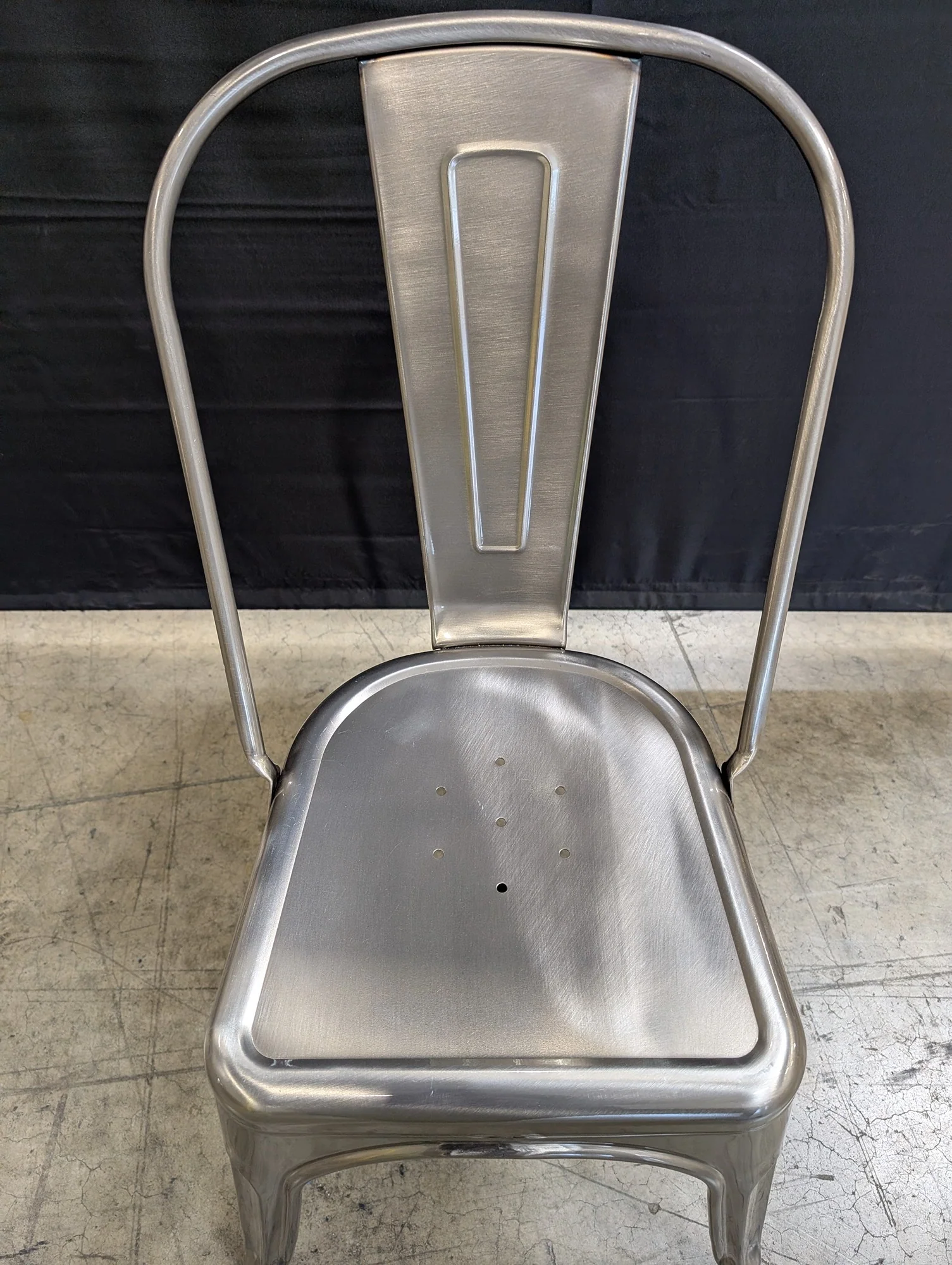 Industrial Style Brushed Metal Side Chair - Image 2