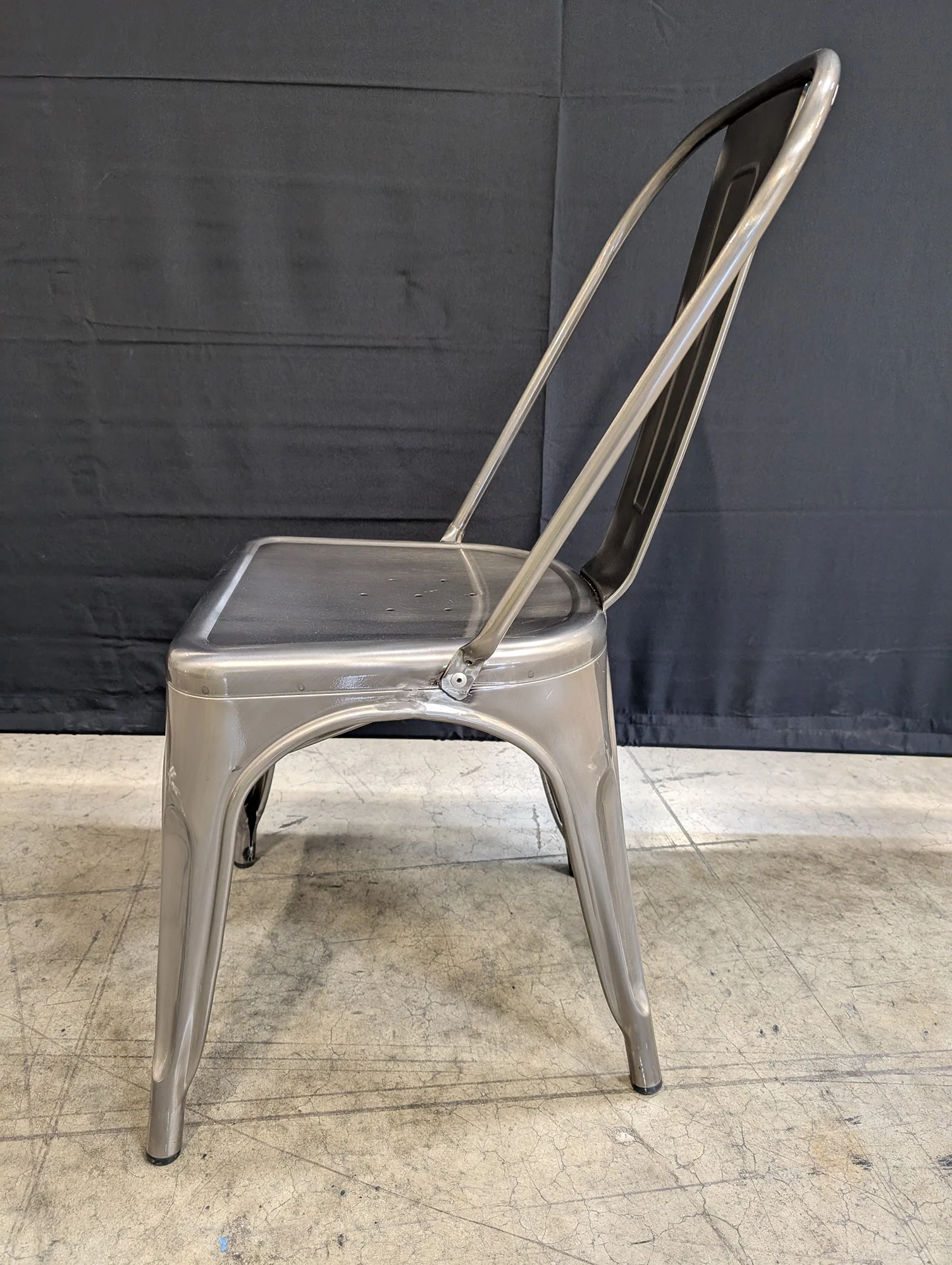 Industrial Style Brushed Metal Side Chair - Image 3