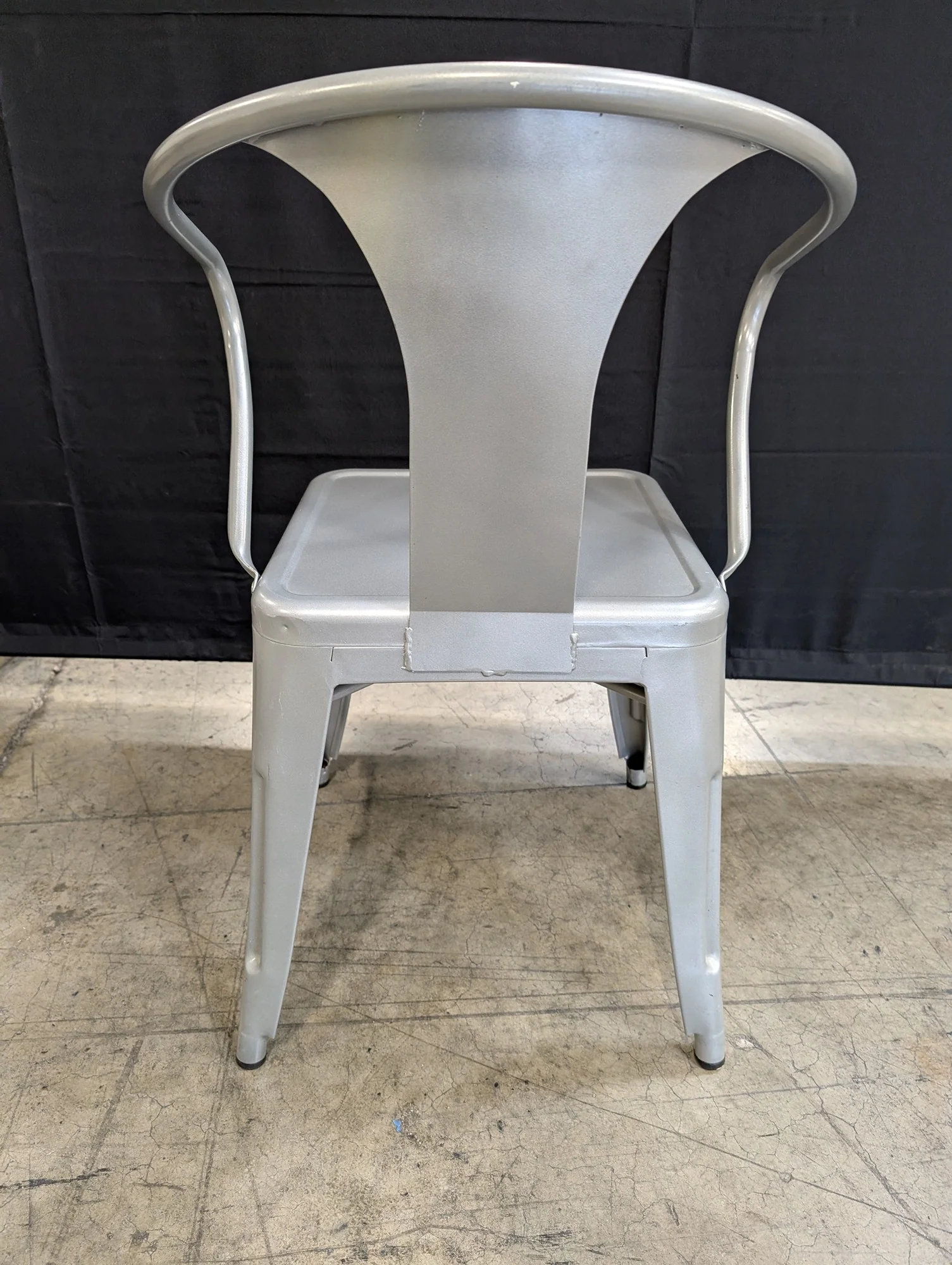 Dimensions Industrial Silver Metal Armchair - Image 3