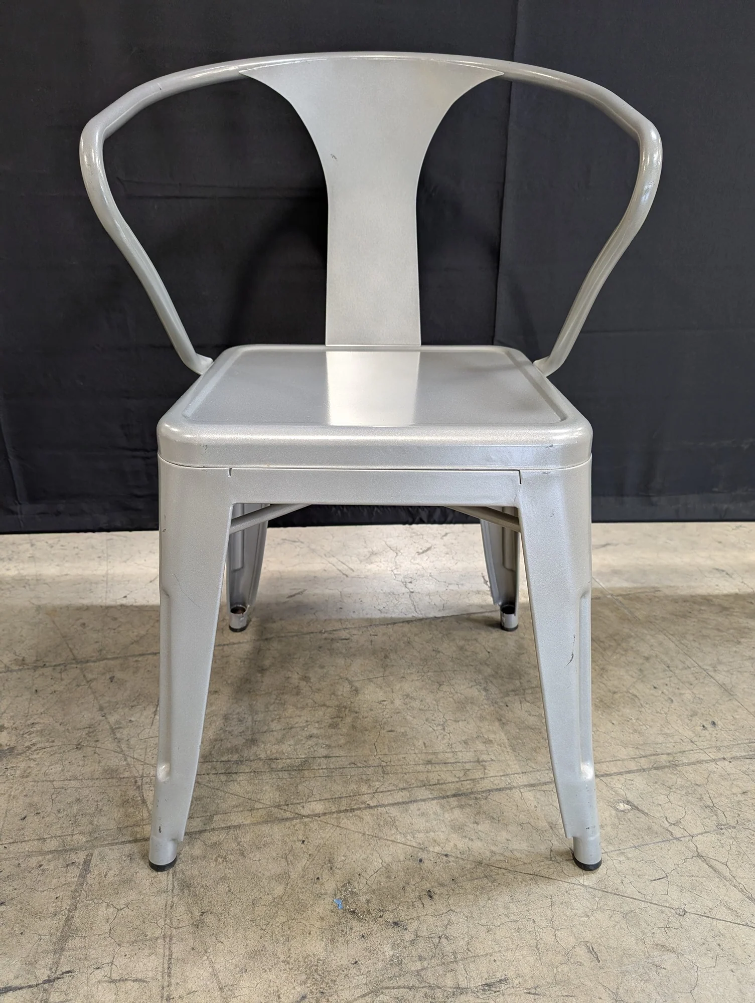 Dimensions Industrial Silver Metal Armchair - Image 5