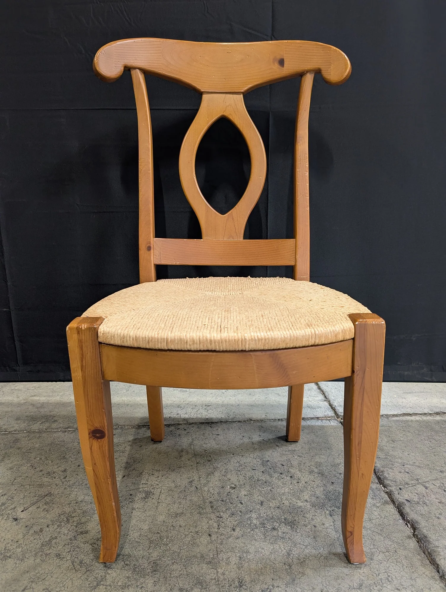 Rustic Hardwood Dining Chair with Woven Rush Seat - Image 2