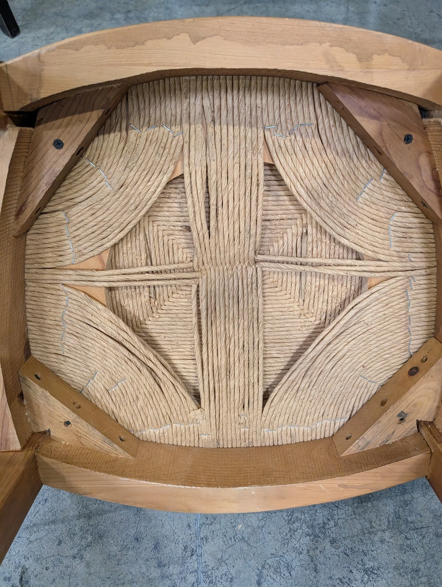 Rustic Hardwood Dining Chair with Woven Rush Seat - Image 5