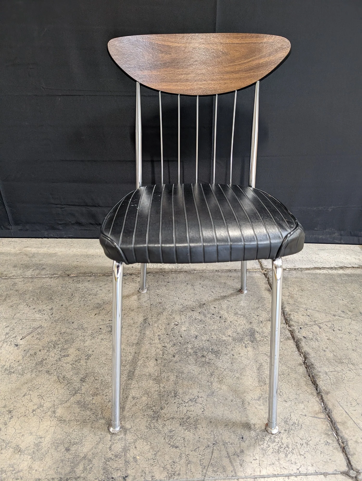 Chromcraft Mid-Century Modern Walnut Chrome Dining Chair