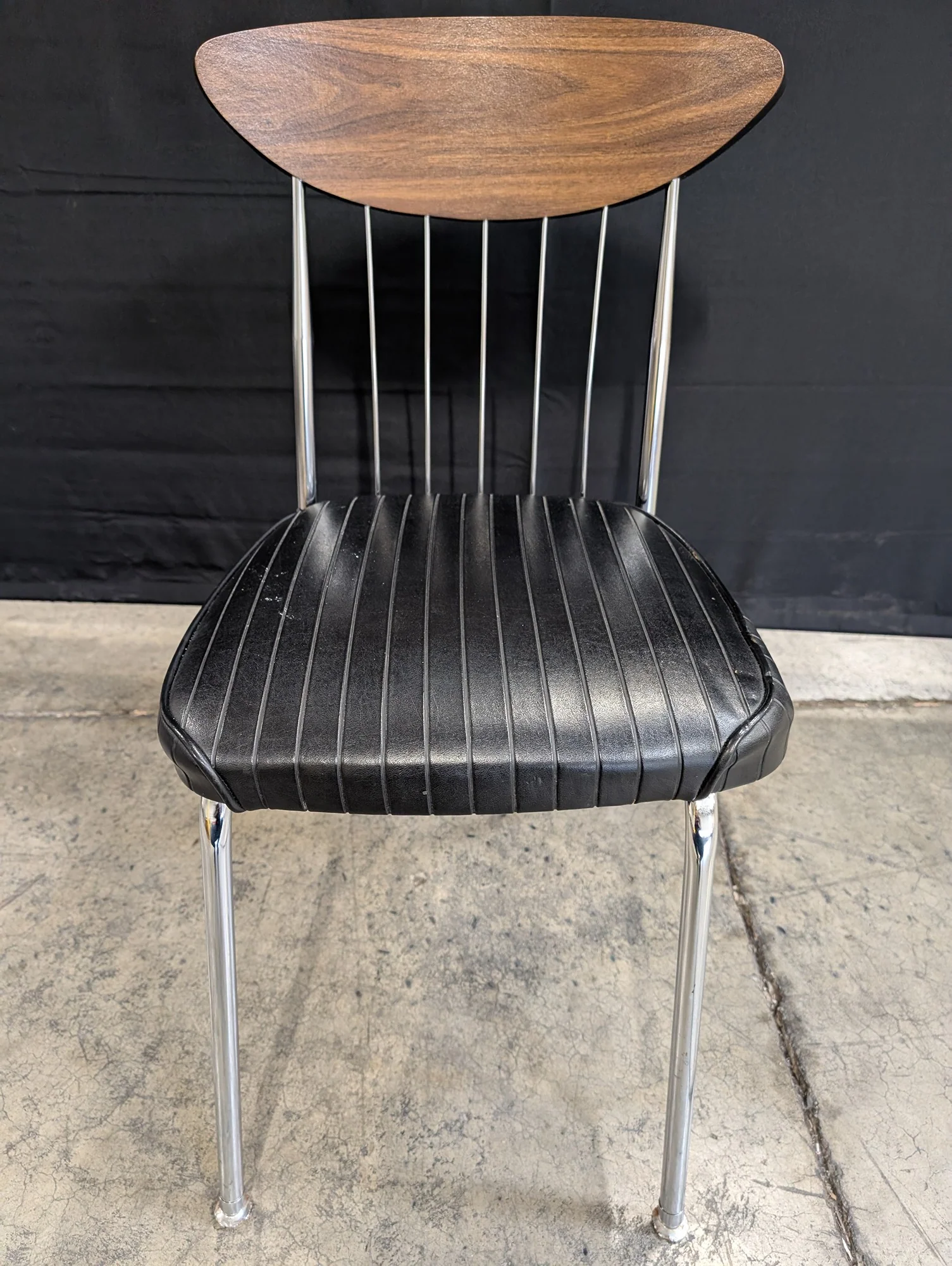 Chromcraft Mid-Century Modern Walnut Chrome Dining Chair - Image 3