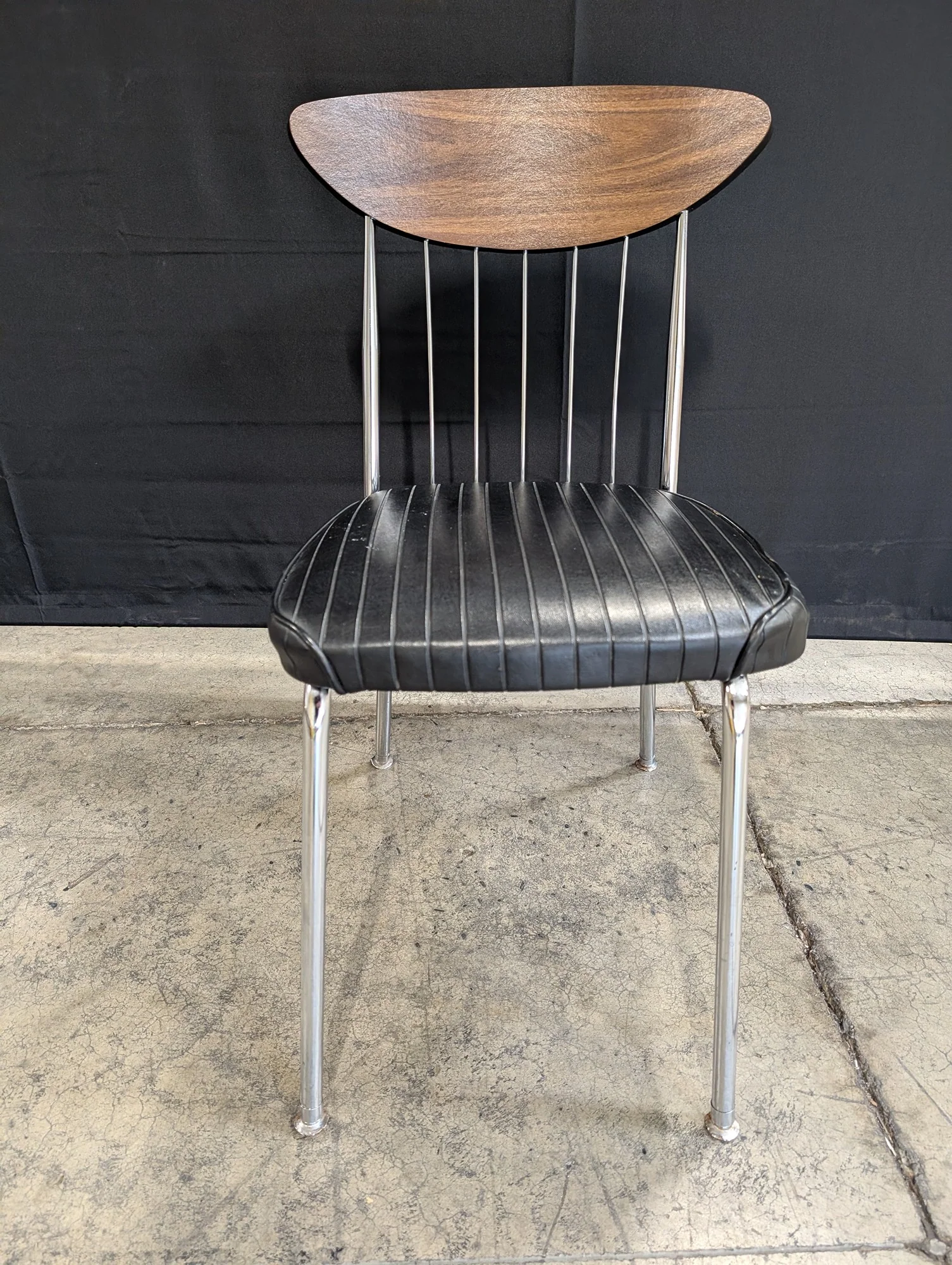 Chromcraft Mid-Century Modern Walnut Chrome Dining Chair - Image 4