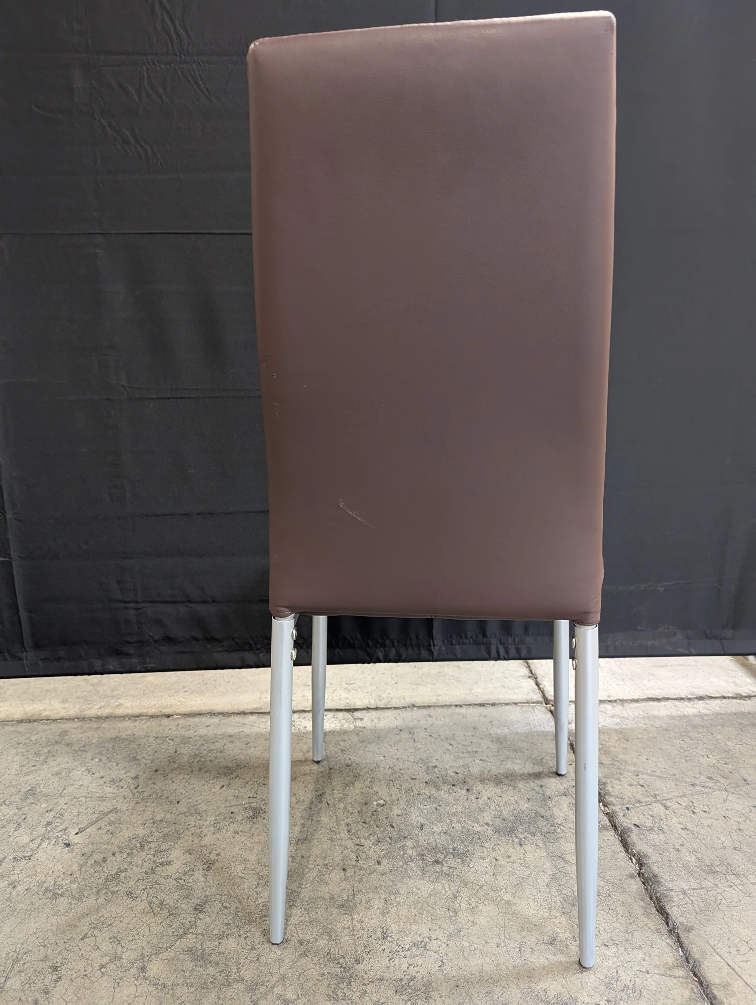 Modern Taupe Upholstered Dining Chair with Metal Legs - Image 3