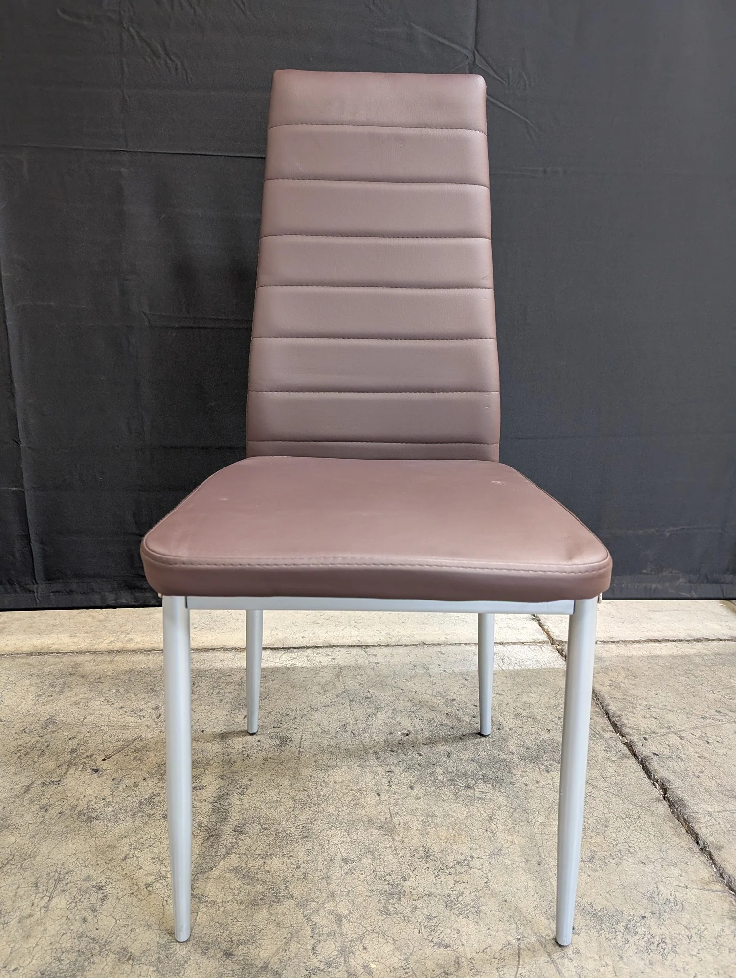 Modern Taupe Upholstered Dining Chair with Metal Legs - Image 4