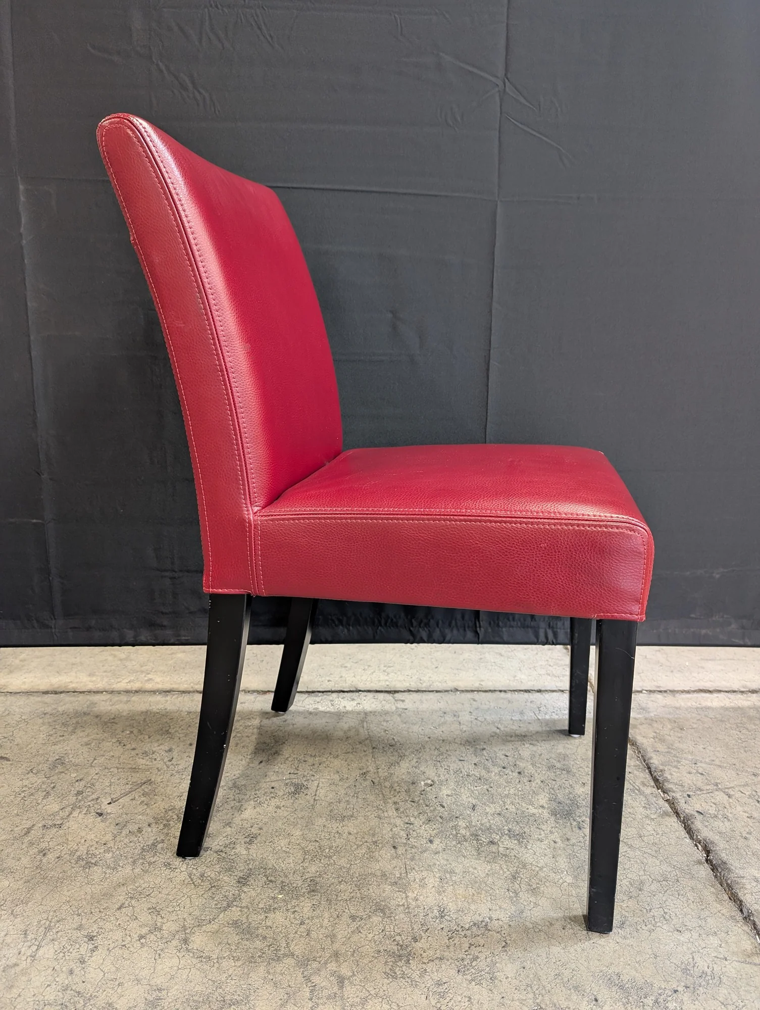 Crate and Barrel Modern Burgundy Upholstered Dining Chair - Image 3