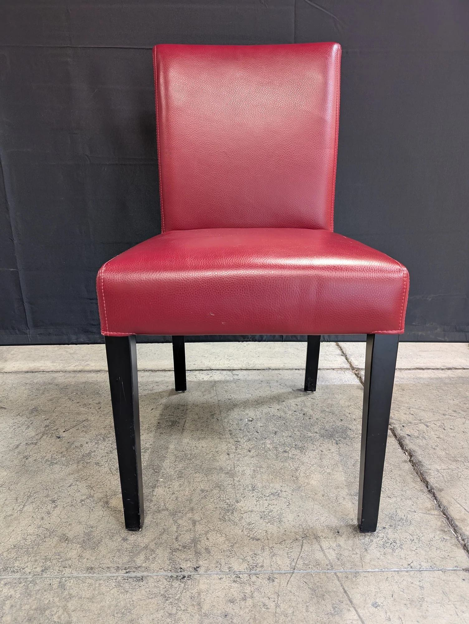 Crate and Barrel Modern Burgundy Upholstered Dining Chair - Image 5
