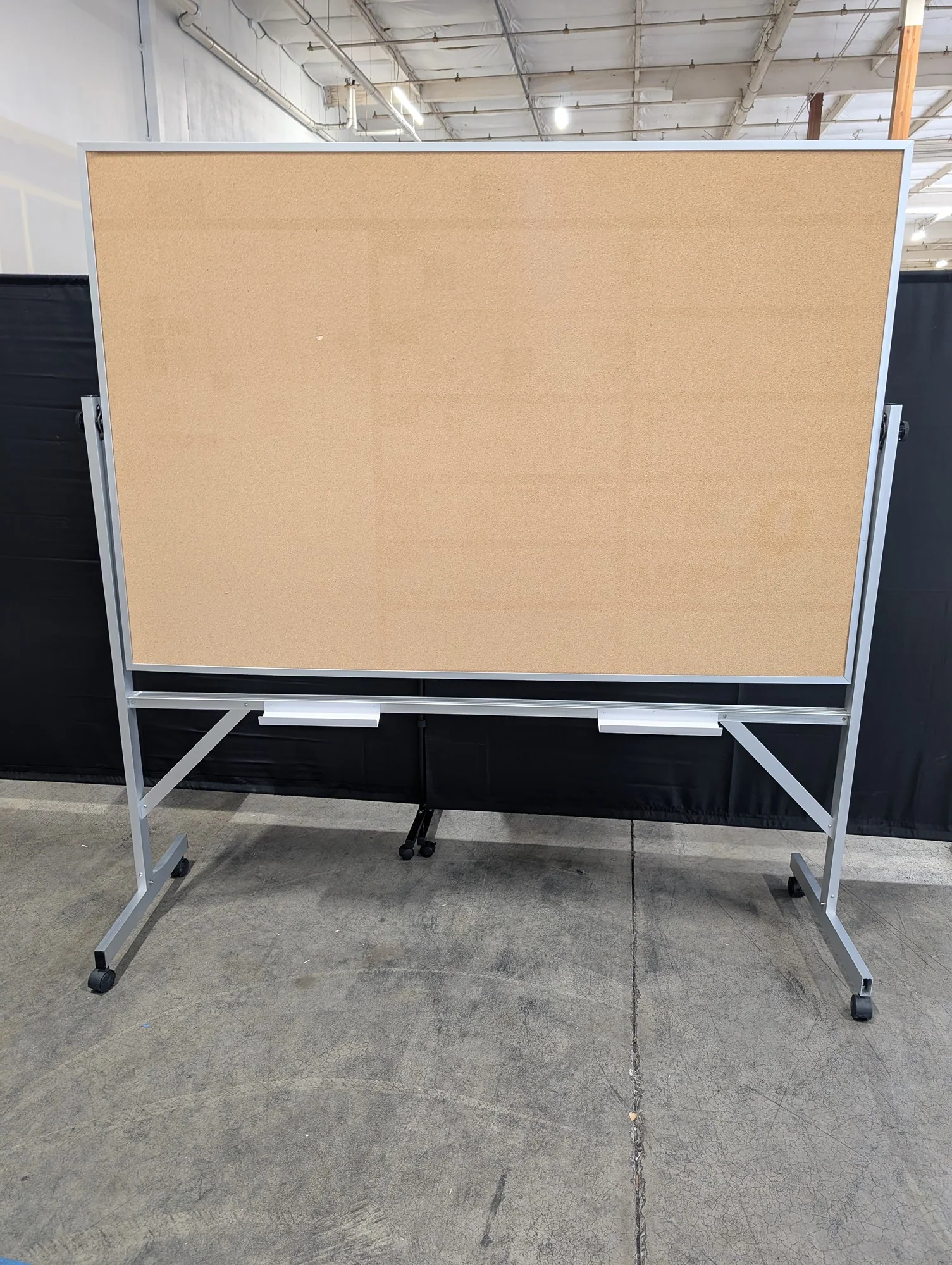used Large Rolling Cork Bulletin Board with Aluminum Frame - Image 2
