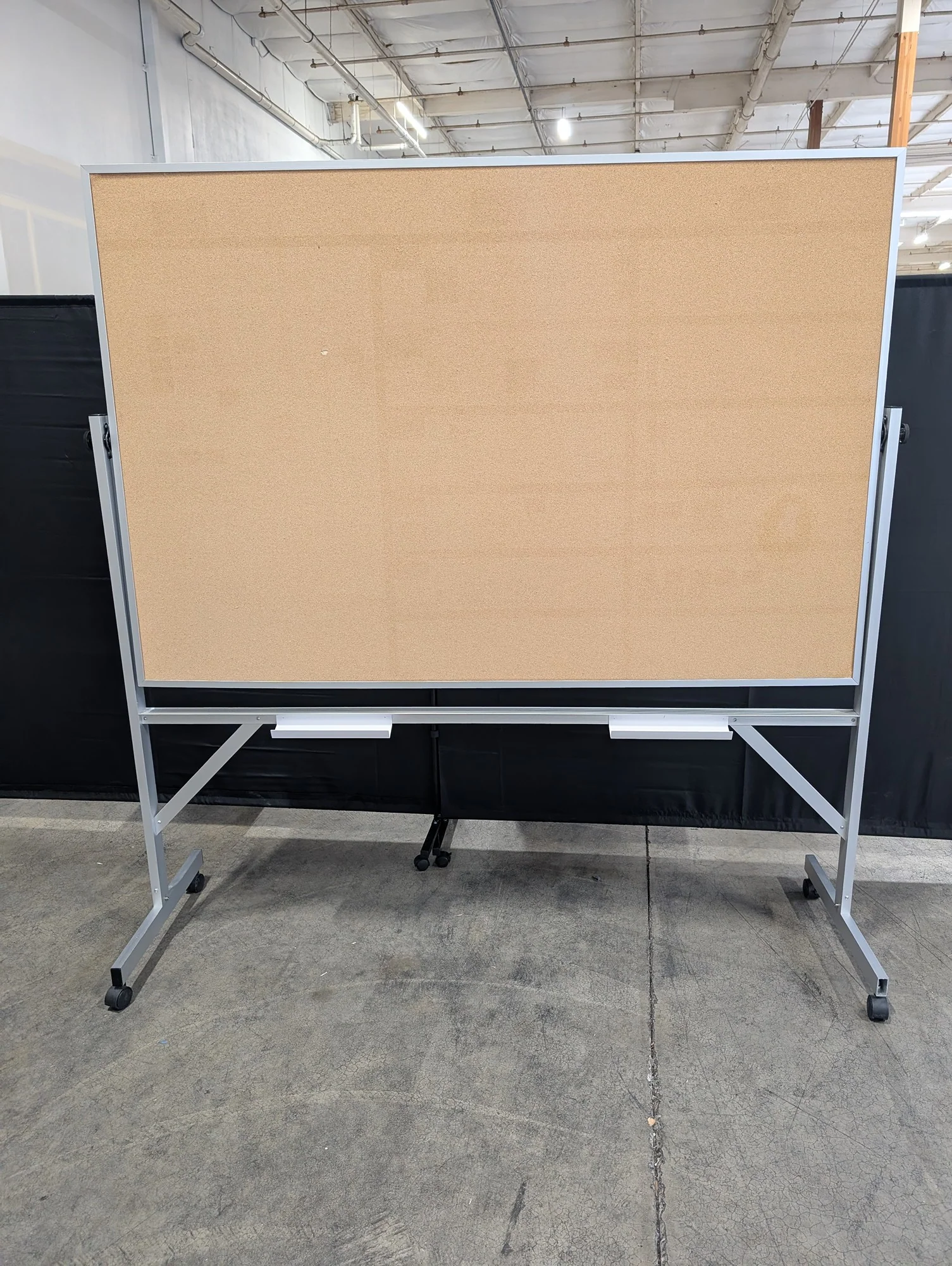 used Large Rolling Cork Bulletin Board with Aluminum Frame - Image 3