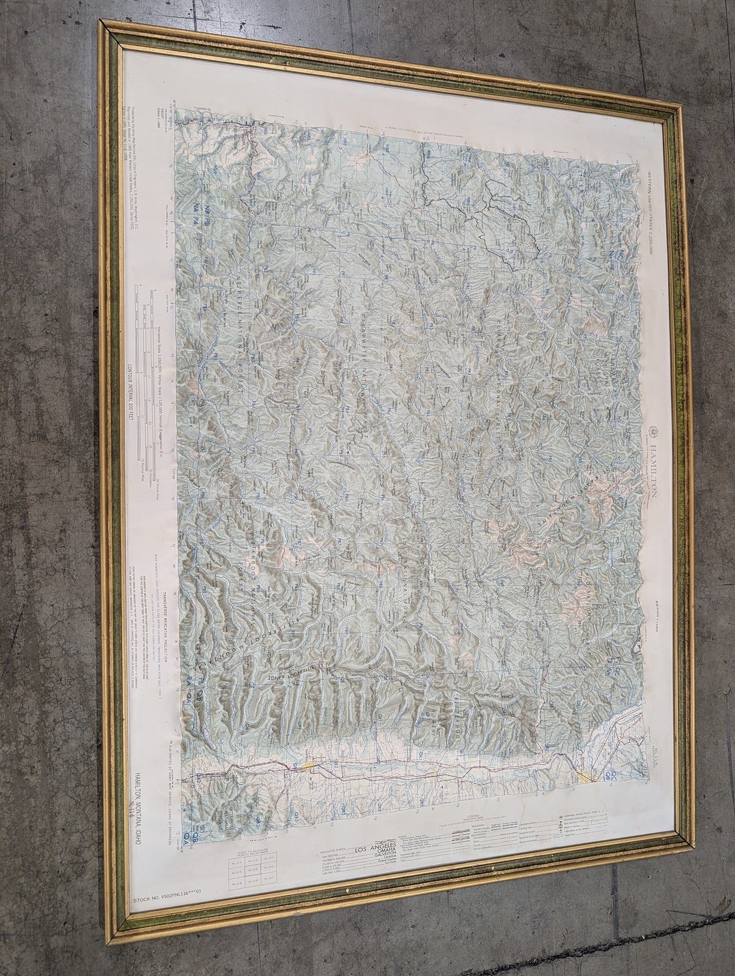 Vintage Hamilton Montana Idaho Topographical Map Army Corps of Engineers Framed - Image 3