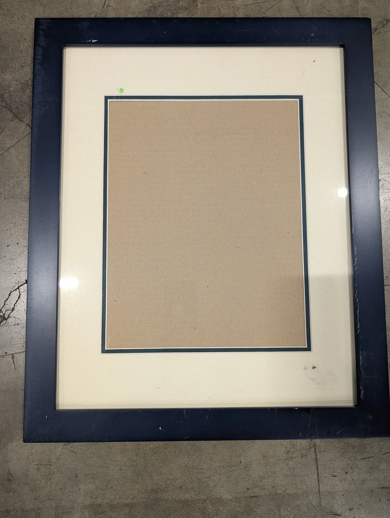 Modern Dark Blue Wall Art Frame with Cream and Teal Double Matting - Image 2
