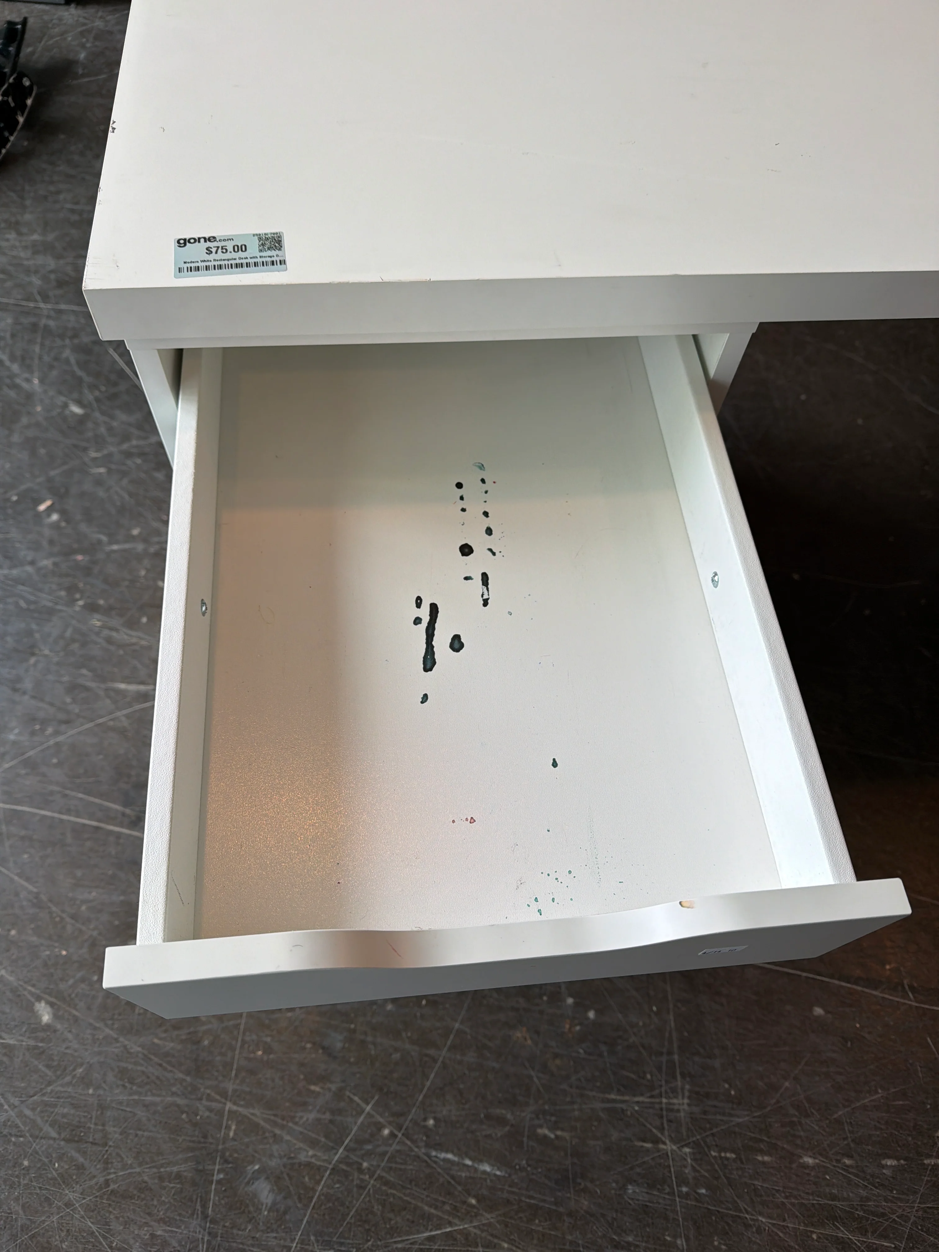 Modern White Rectangular Desk with Storage Drawers - Image 5
