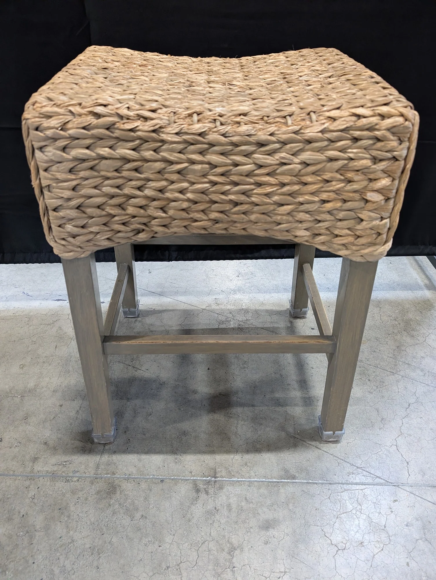 Natural Woven Seagrass Counter Stool with Light Wood Frame - Image 3
