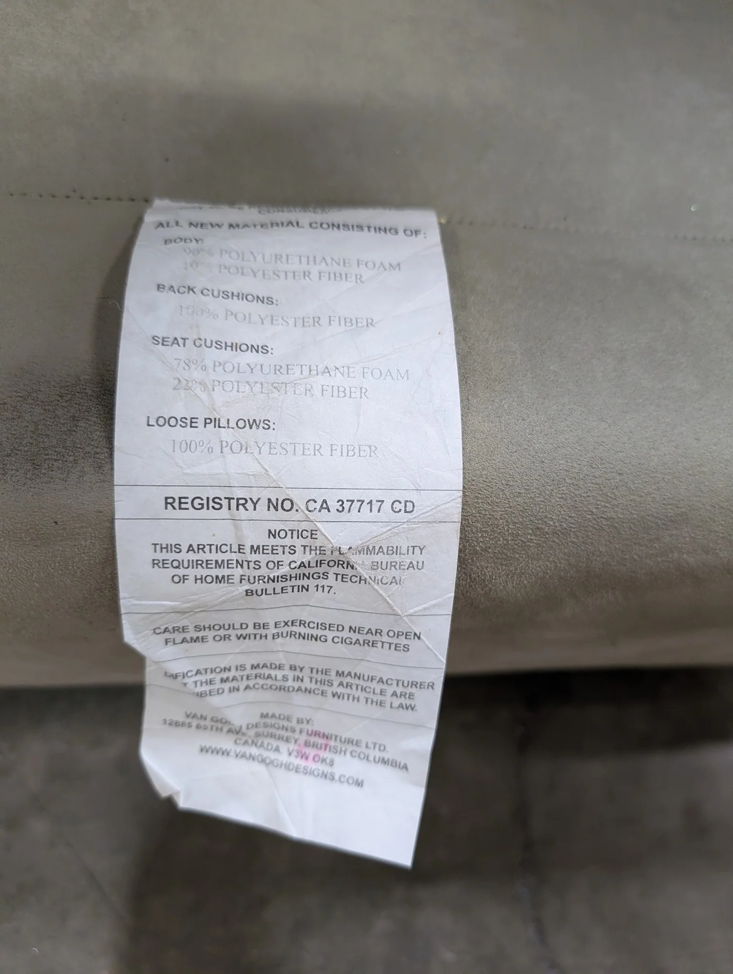 Van Gogh Designs Modern Greige Two-Seater Loveseat Sofa - Image 3