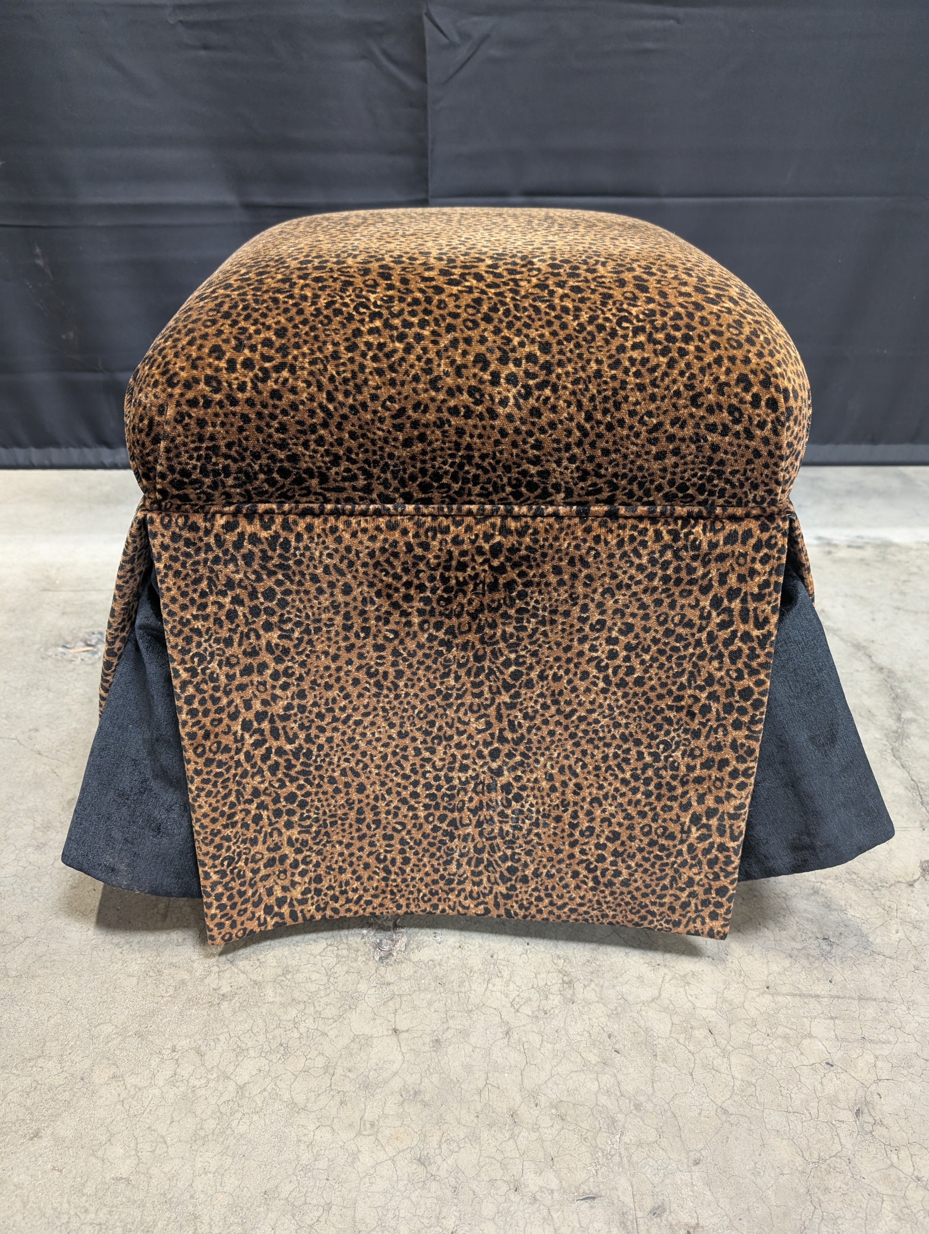 Stylish Leopard Print Upholstered Footstool Ottoman - Image 3