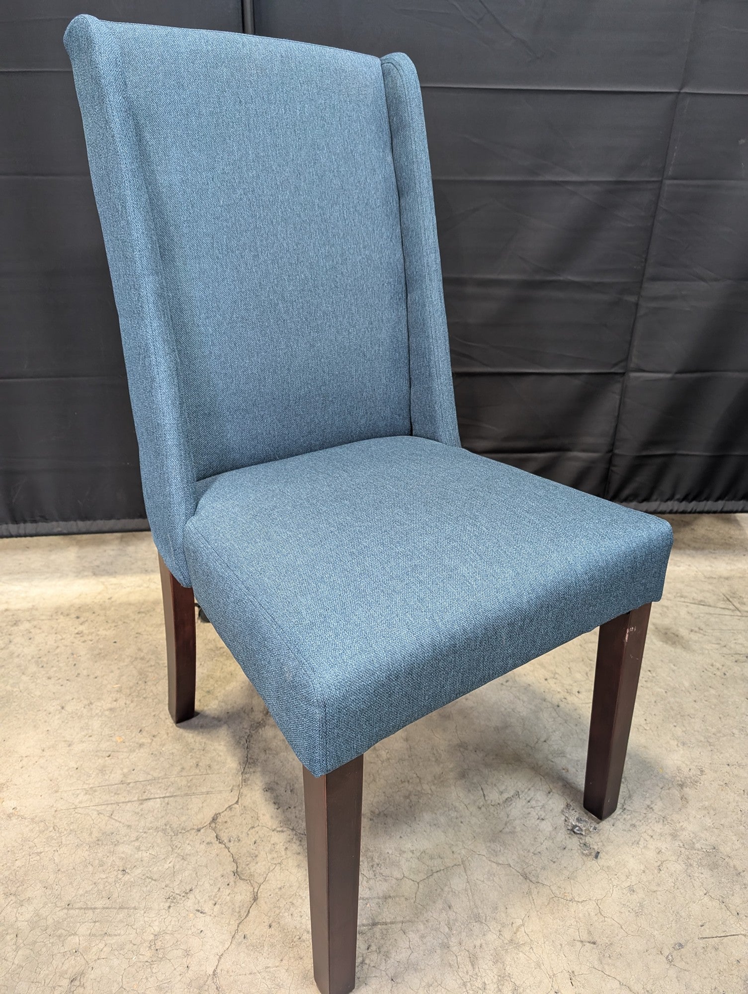 Pier 1 Upholstered Blue High-Back Dining Chair - Image 3