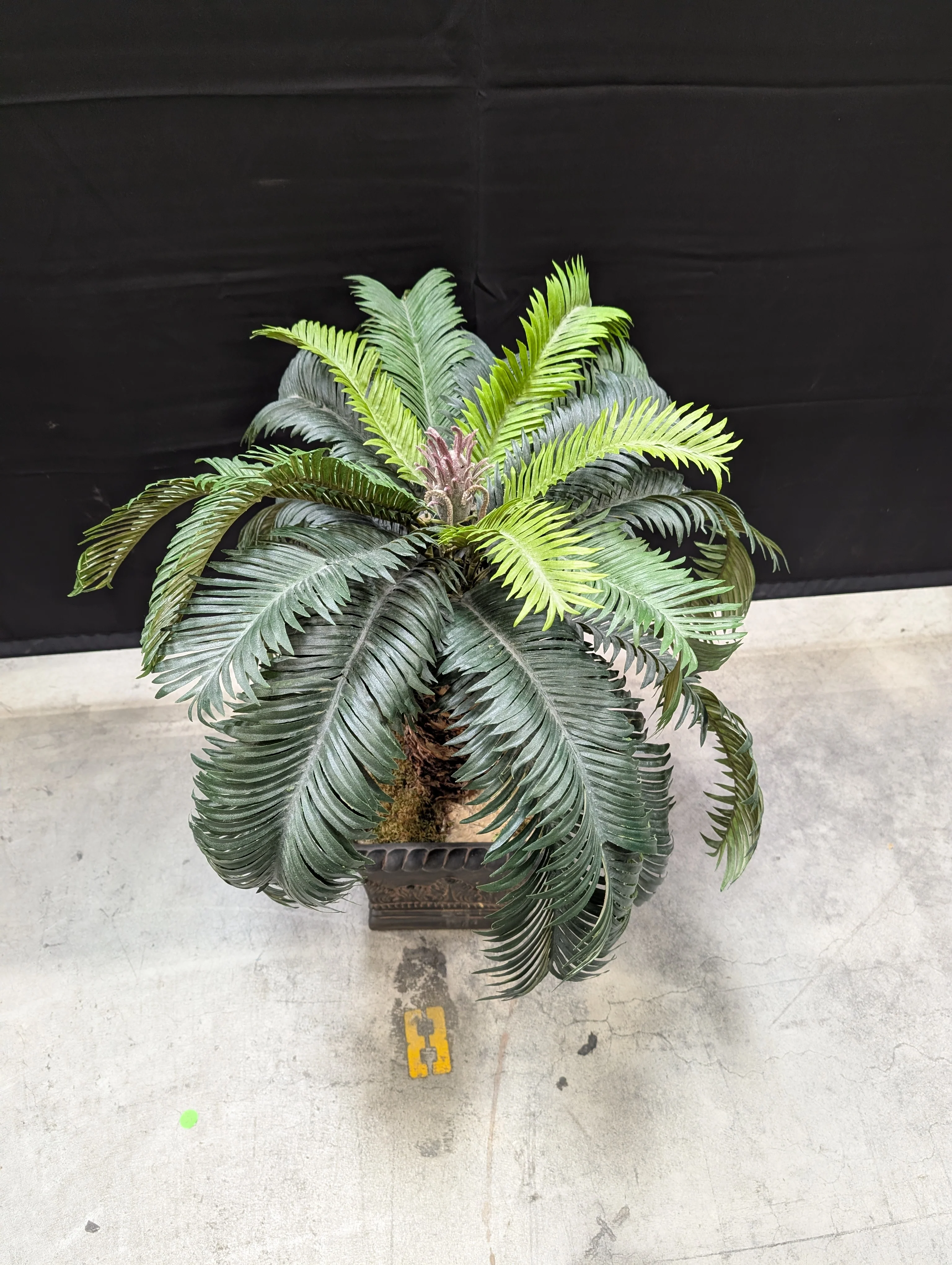 Lifelike Faux Palm Tree in Ornate Decorative Planter - Image 2