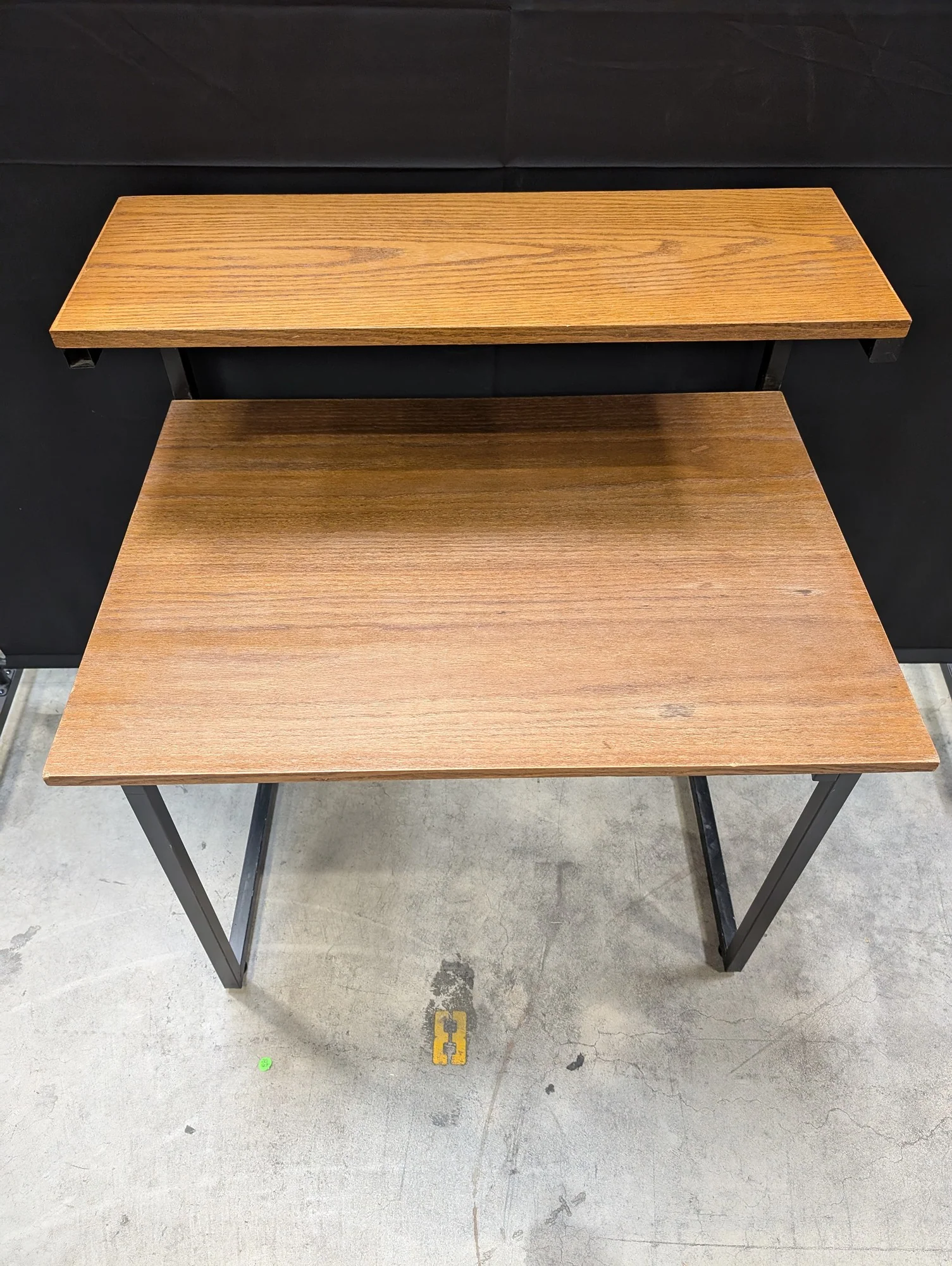 Two-Tier Wood Look & Black Metal Frame Computer Desk - Image 2