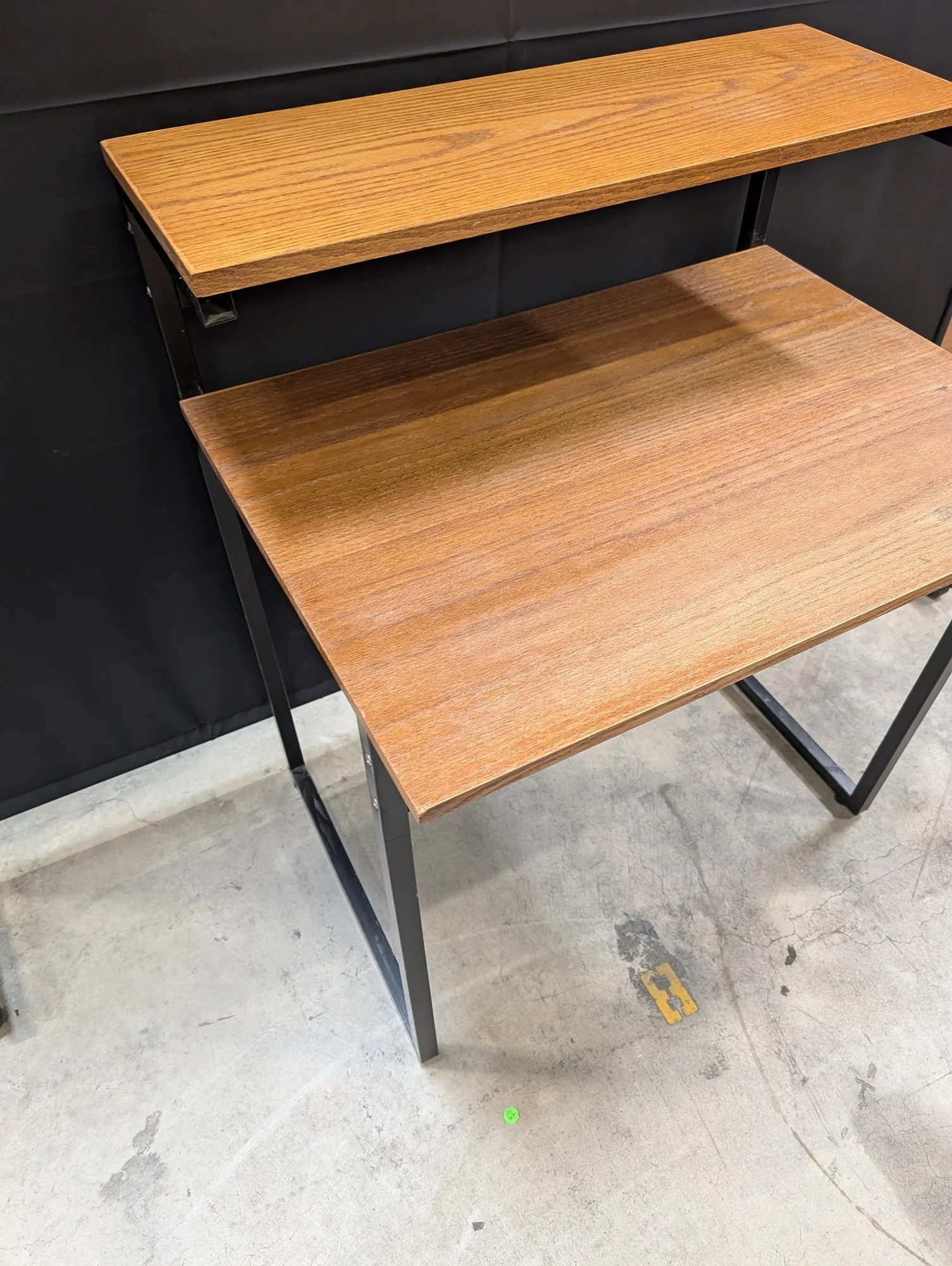 Two-Tier Wood Look & Black Metal Frame Computer Desk - Image 3