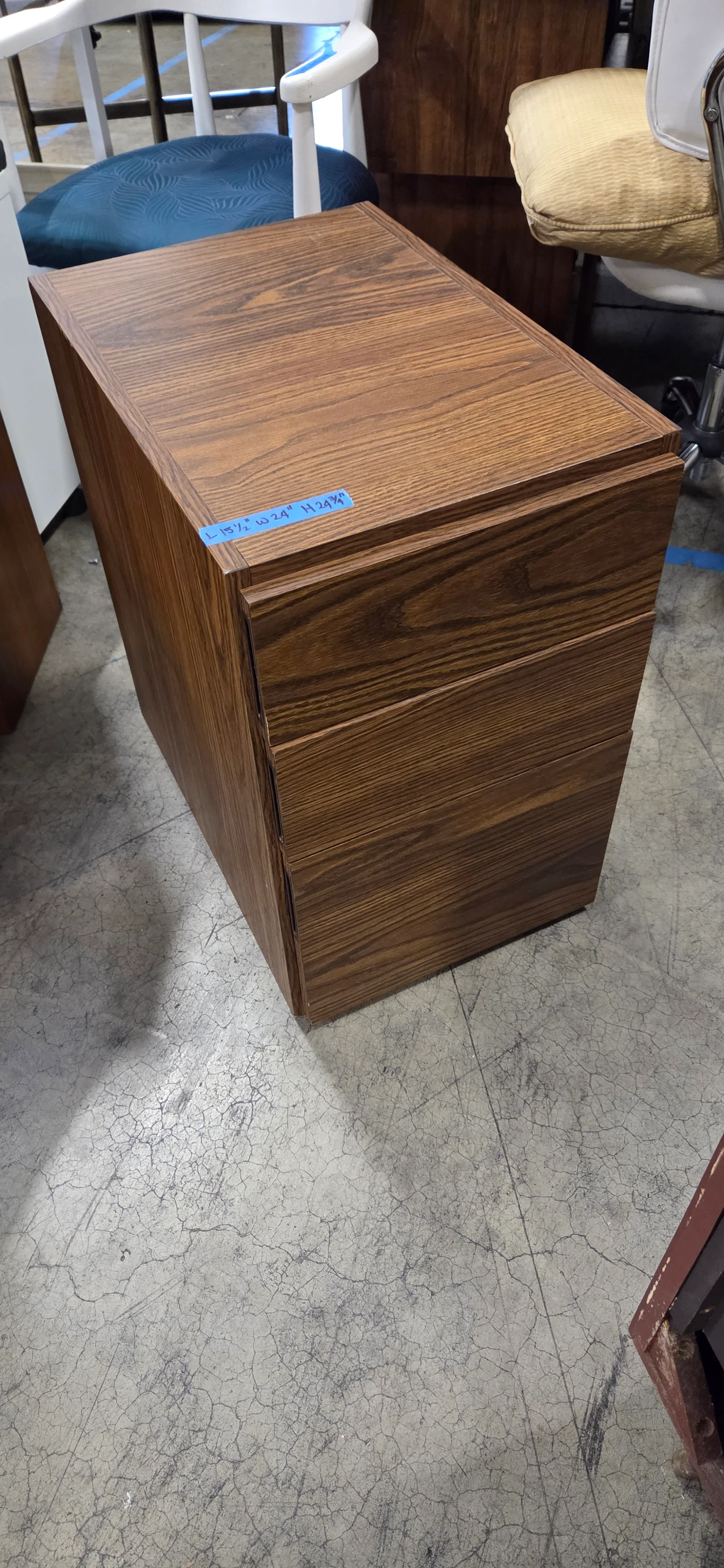 Brown Wood Grain Storage Cabinet with Multiple Drawers