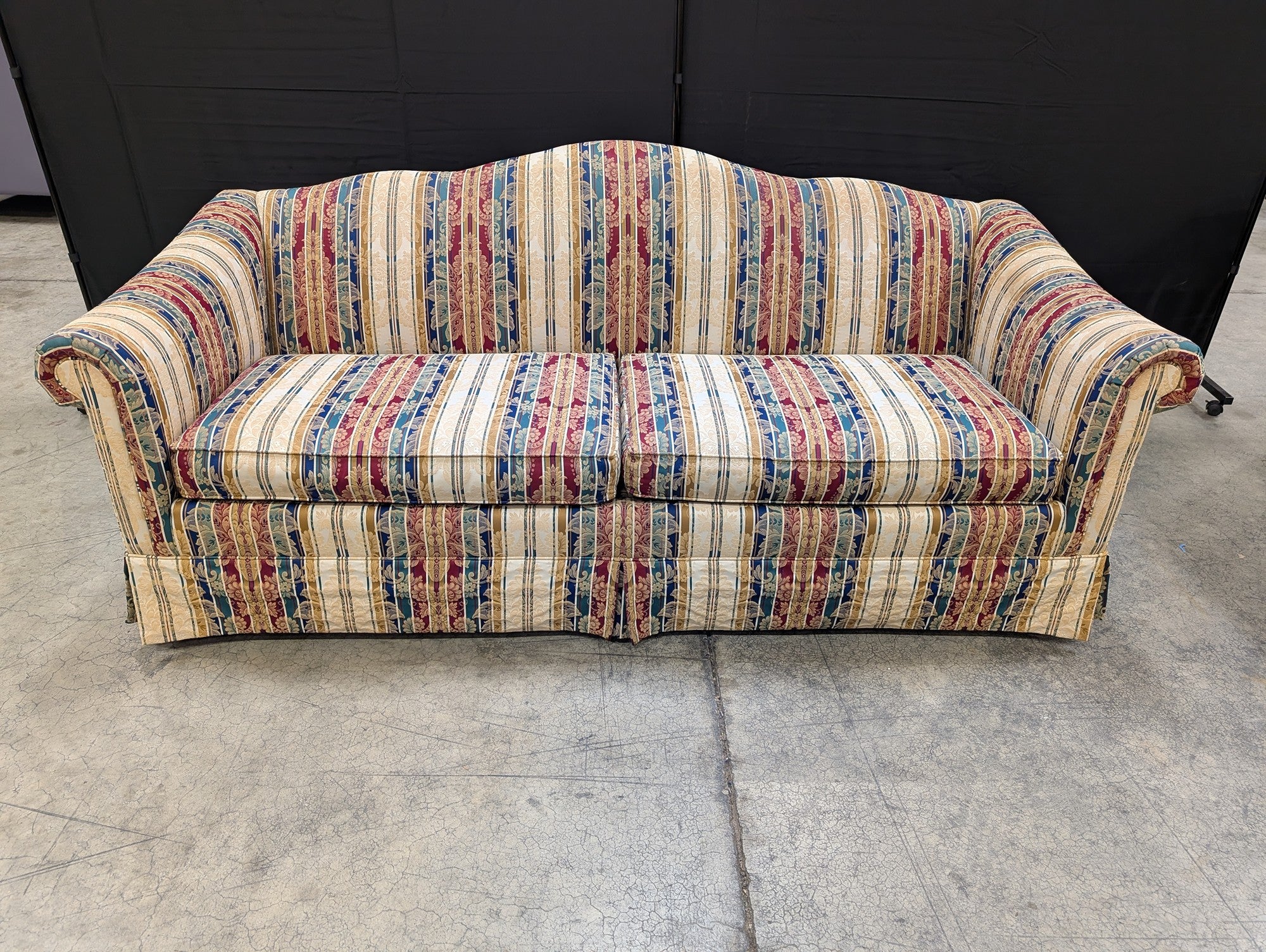 Drexel Heritage Multi-Color Striped Upholstered Sofa