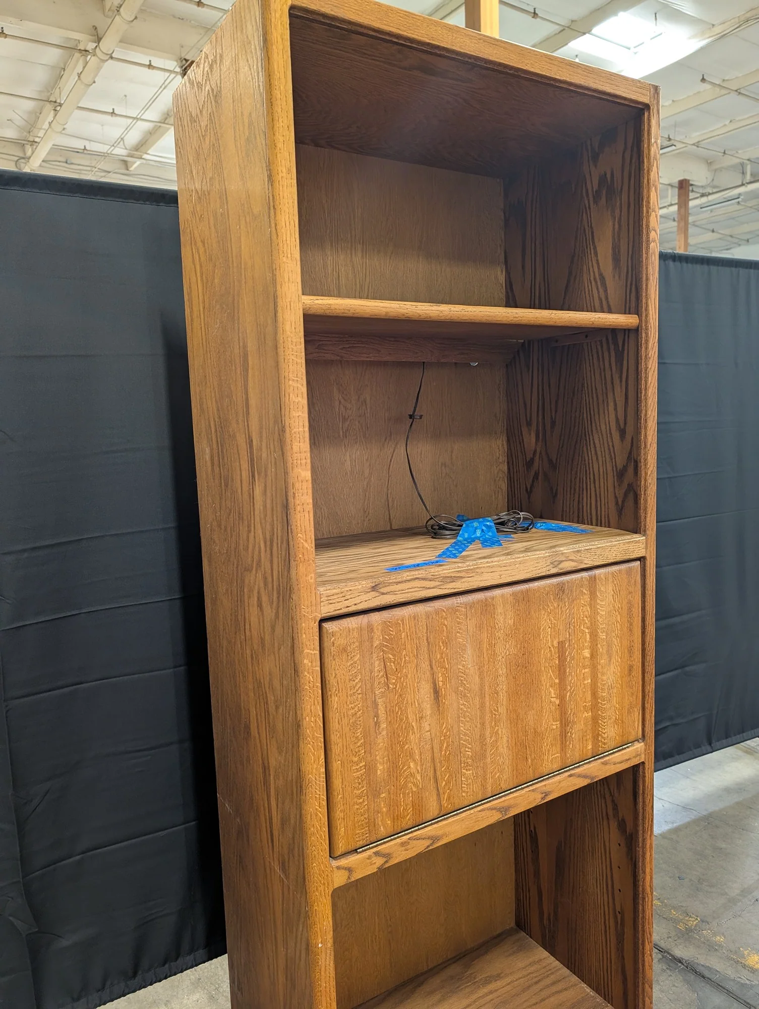 Versatile Hardwood Bookcase with Integrated Drop-Down Desk - Image 3