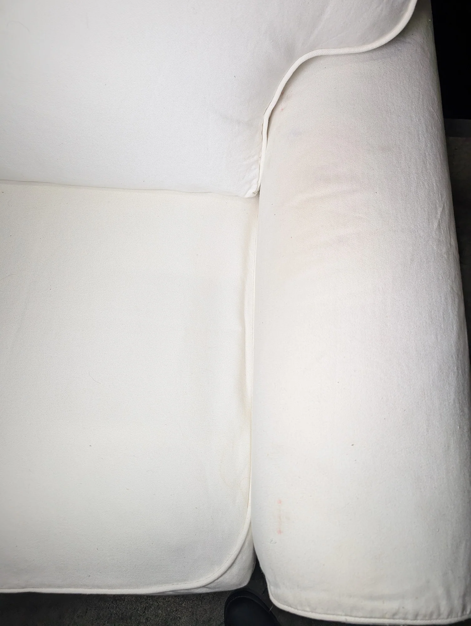Used White Slipcover Loveseat Sofa Two-Seater Casual Modern - Image 5