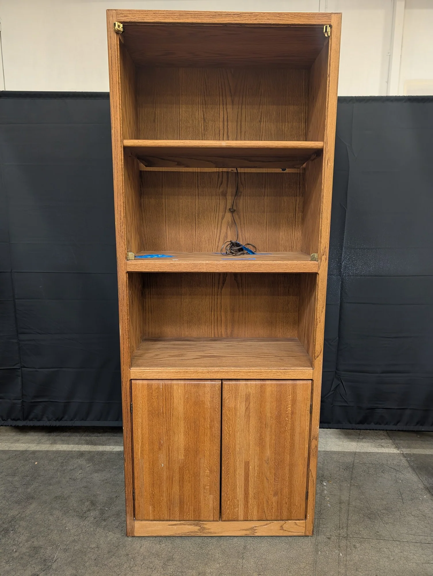 Tall Wood Bookcase with Storage Cabinet and Adjustable Shelves