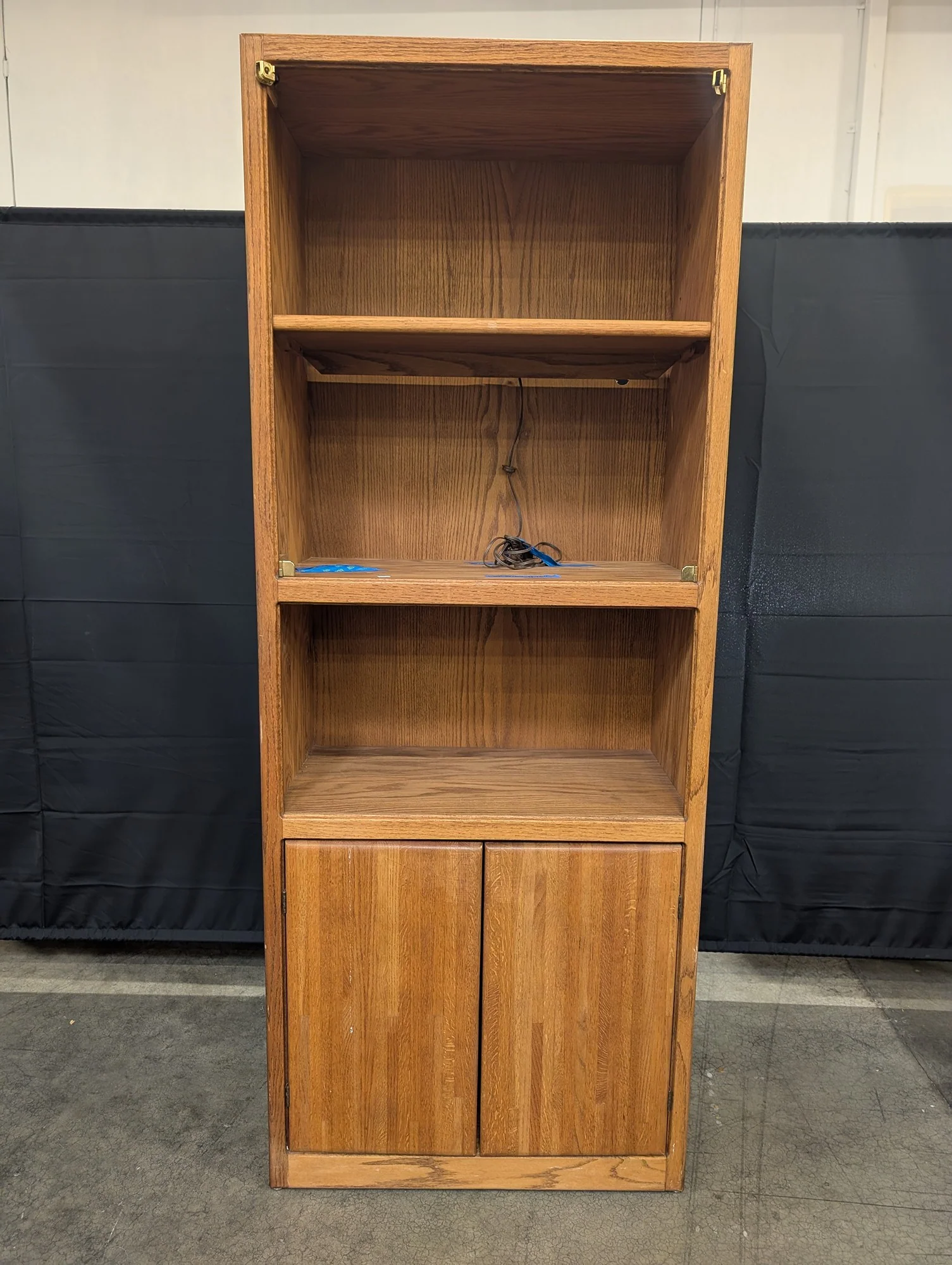 Tall Wood Bookcase with Storage Cabinet and Adjustable Shelves - Image 2