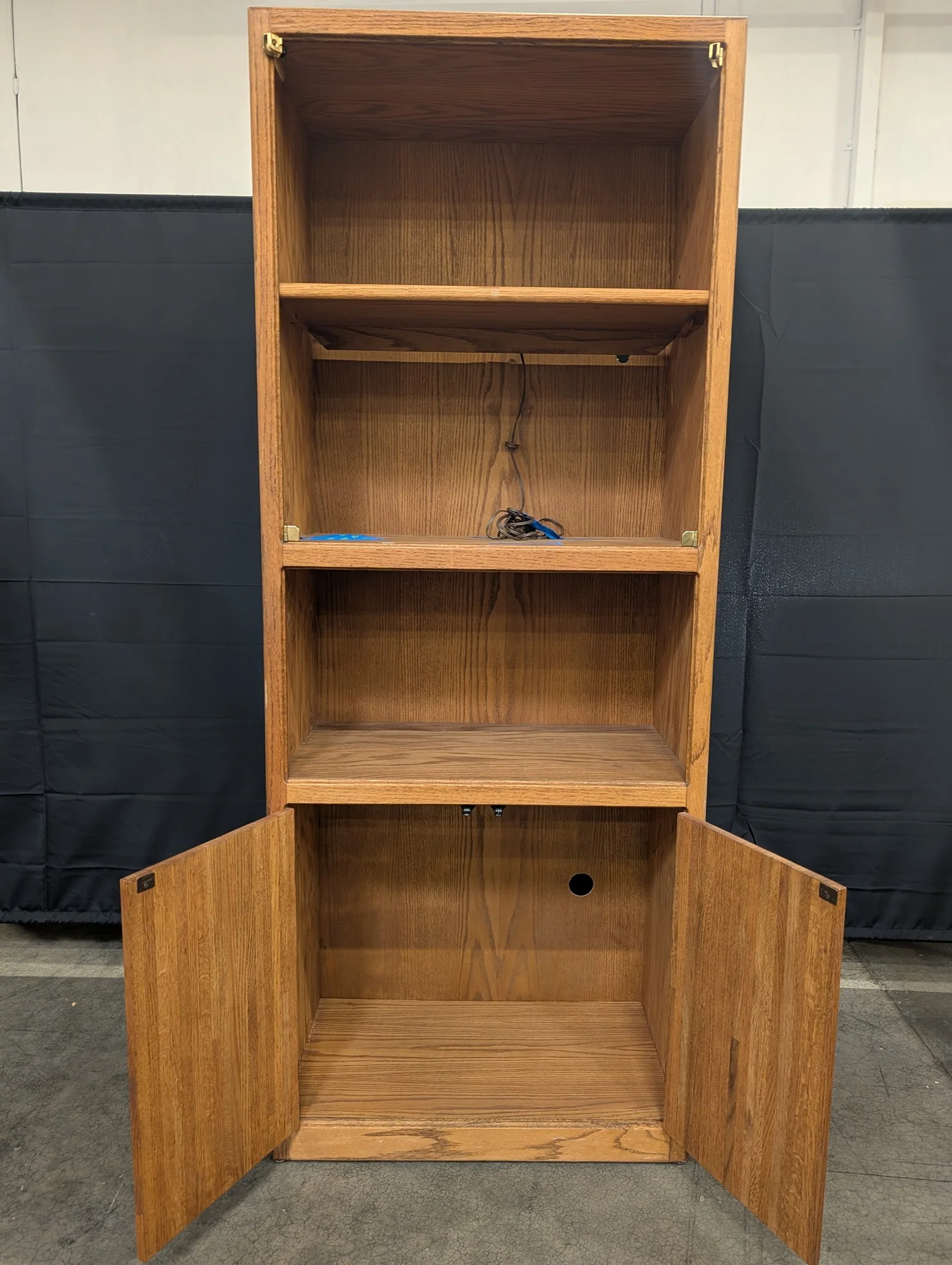 Tall Wood Bookcase with Storage Cabinet and Adjustable Shelves - Image 3