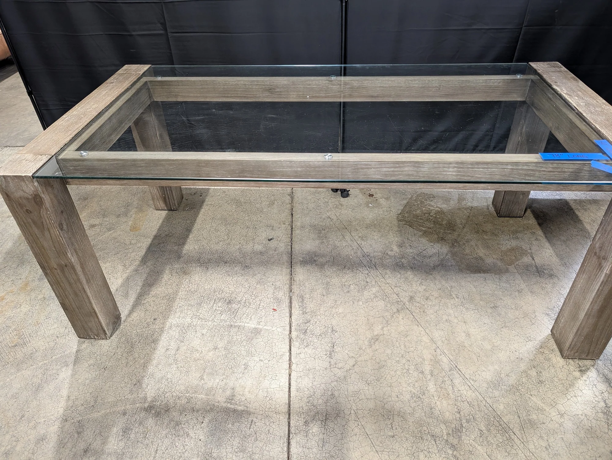 Modern Grey Wood and Glass Top Rectangular Table - Image 5