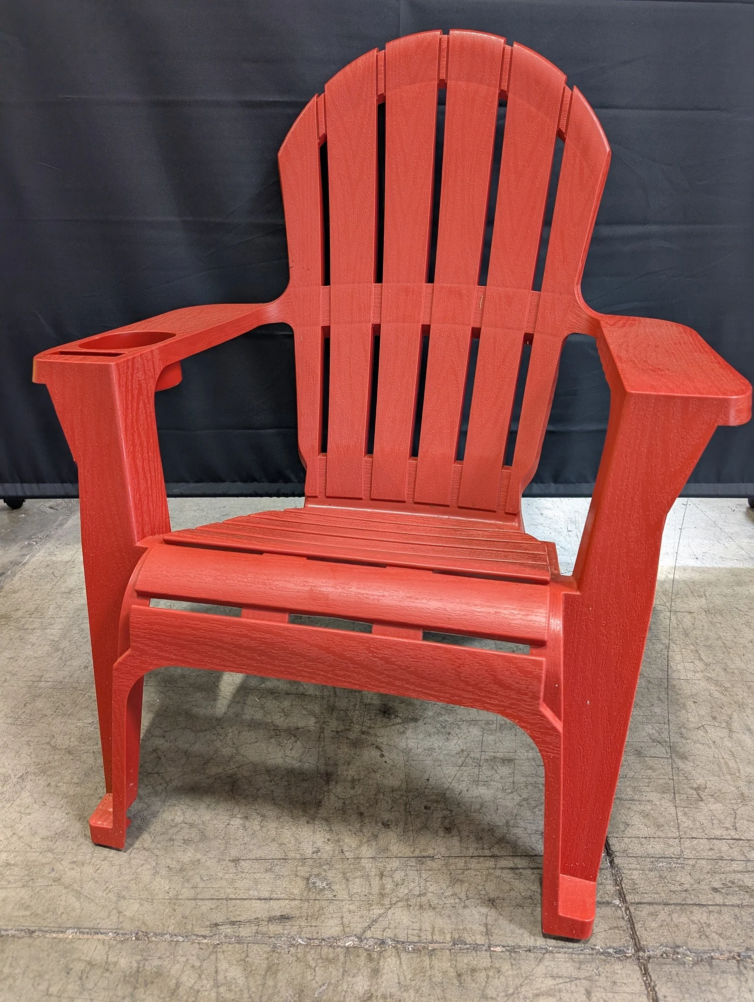 Vibrant Red Adirondack Style Outdoor Chair with Cupholder - Image 2