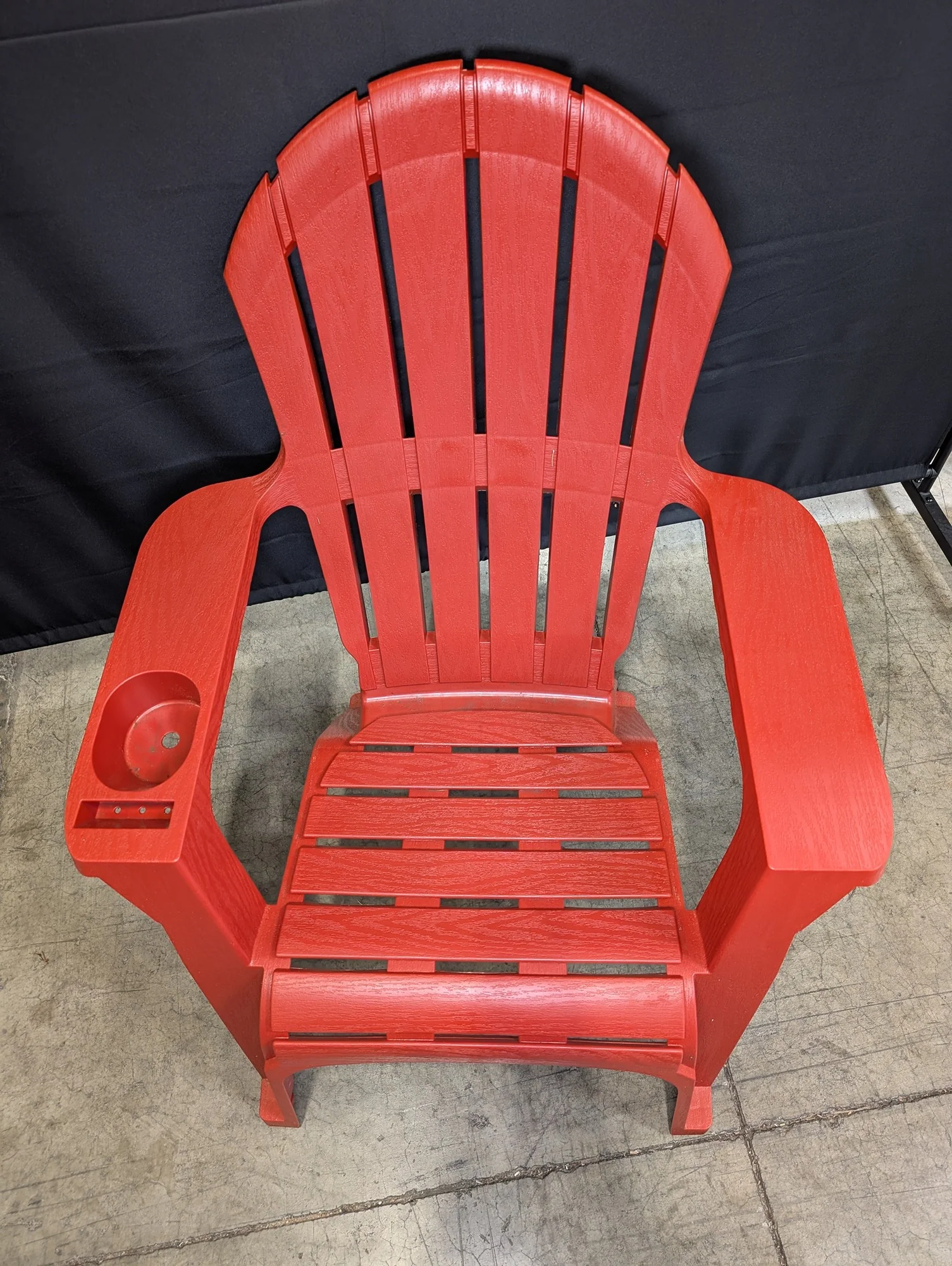 Vibrant Red Adirondack Style Outdoor Chair with Cupholder - Image 3