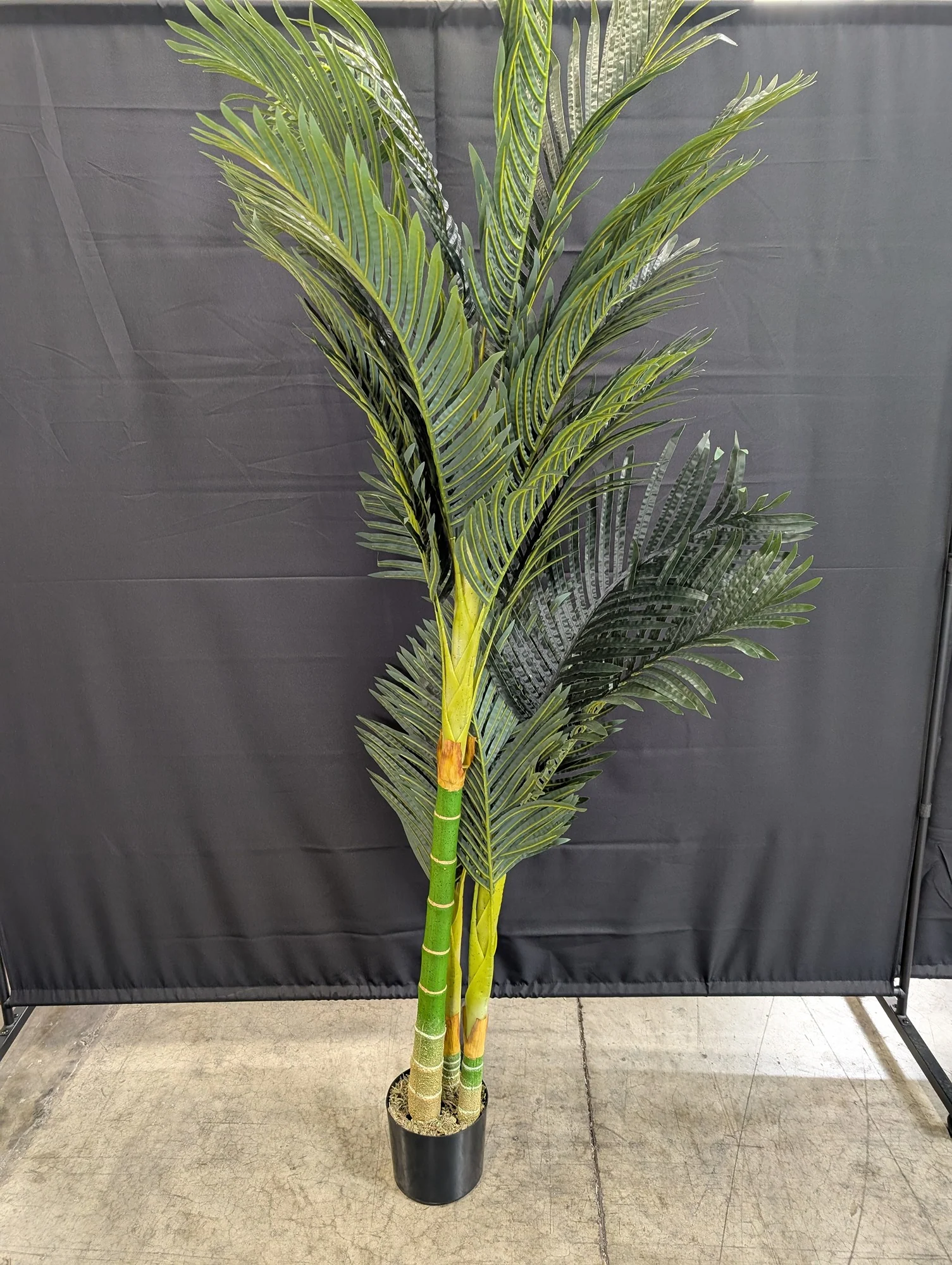 Vibrant Faux Palm Tree Plant with Multiple Trunks - Image 2