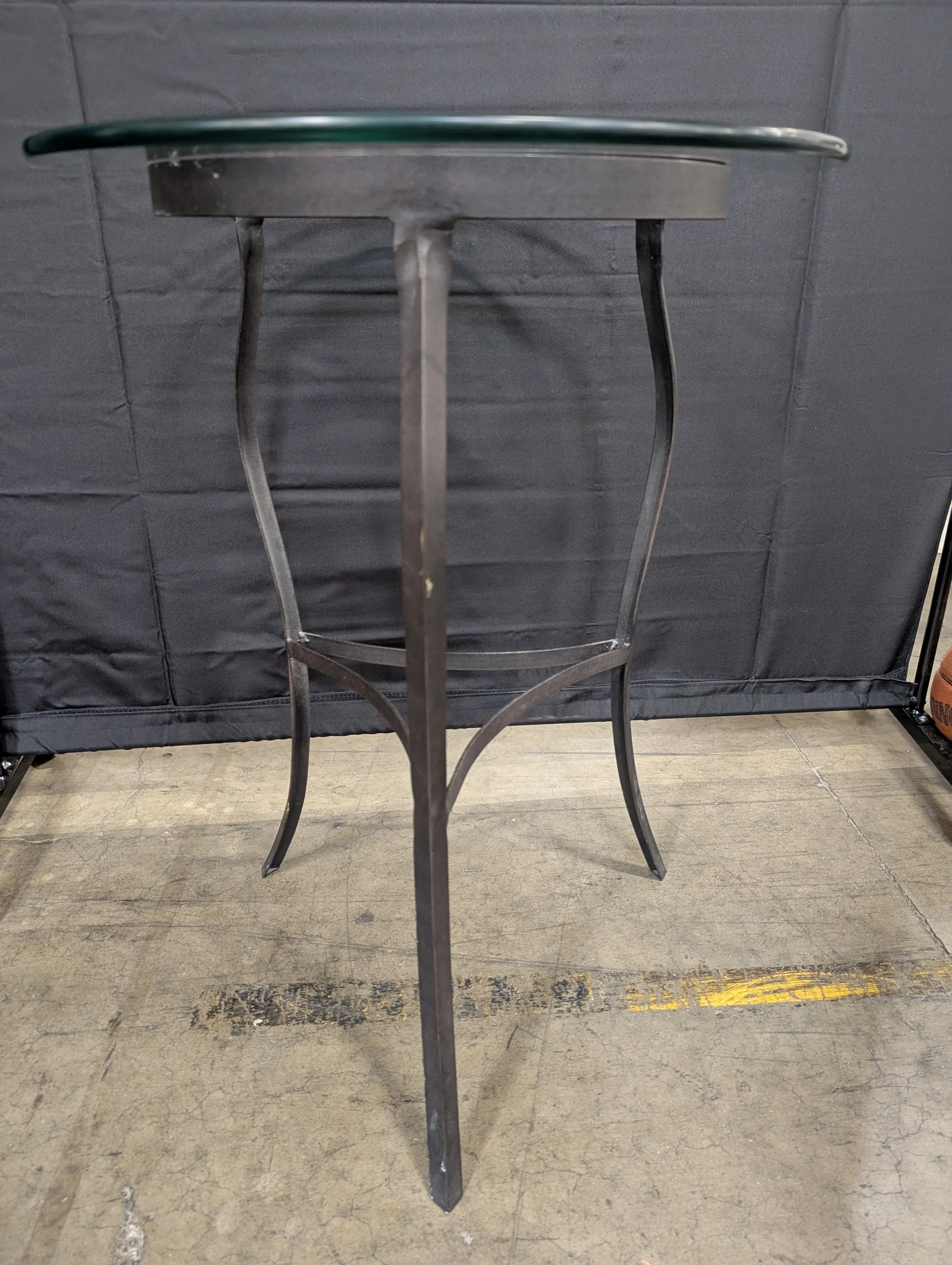 Round Glass Top Bistro Table with Dark Metal Base