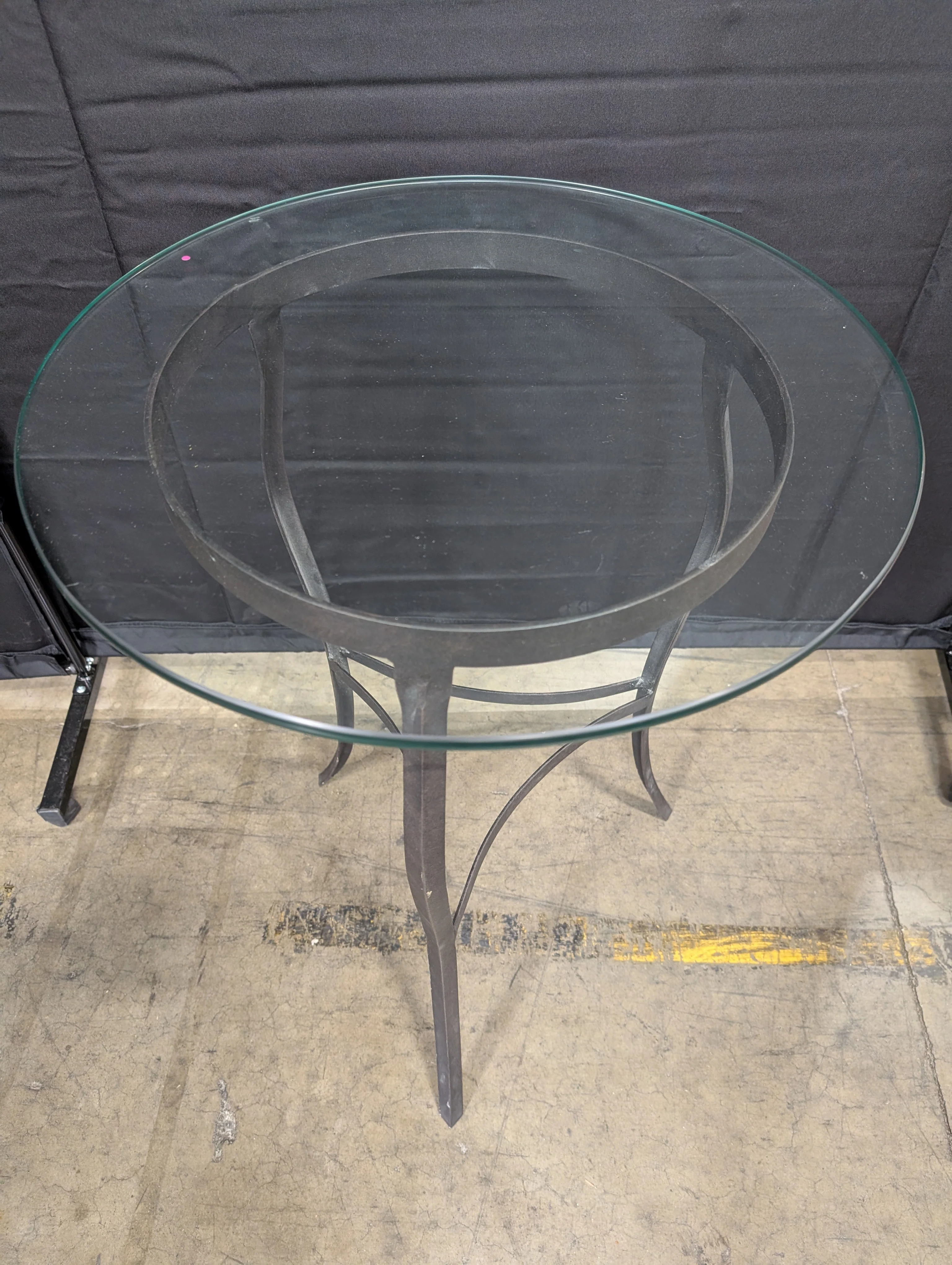 Round Glass Top Bistro Table with Dark Metal Base - Image 2
