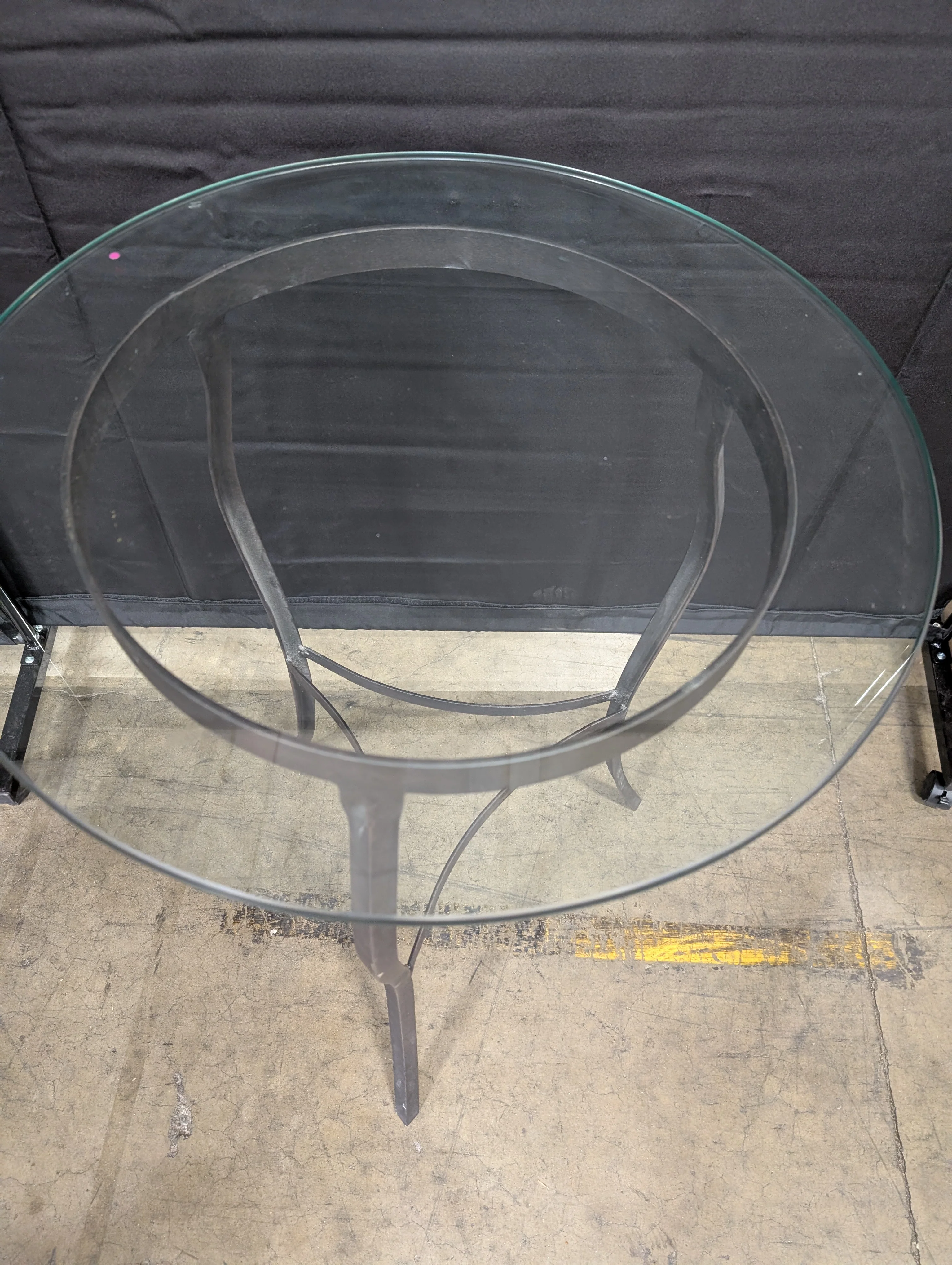 Round Glass Top Bistro Table with Dark Metal Base - Image 3