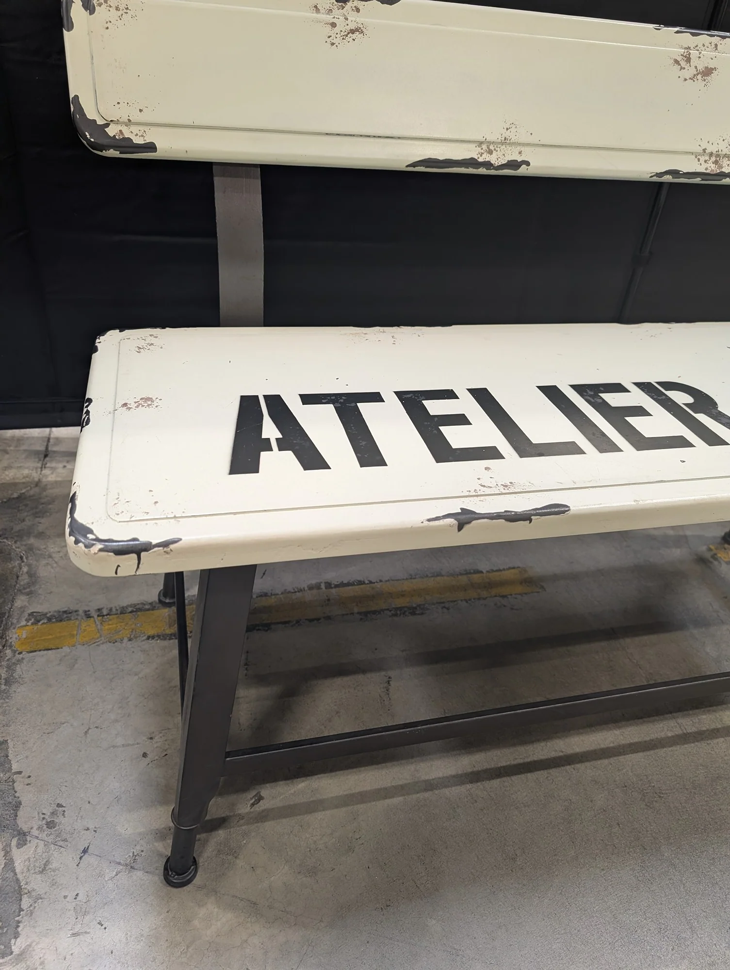 Industrial Style ATELIER Metal Bench with Backrest - Image 2