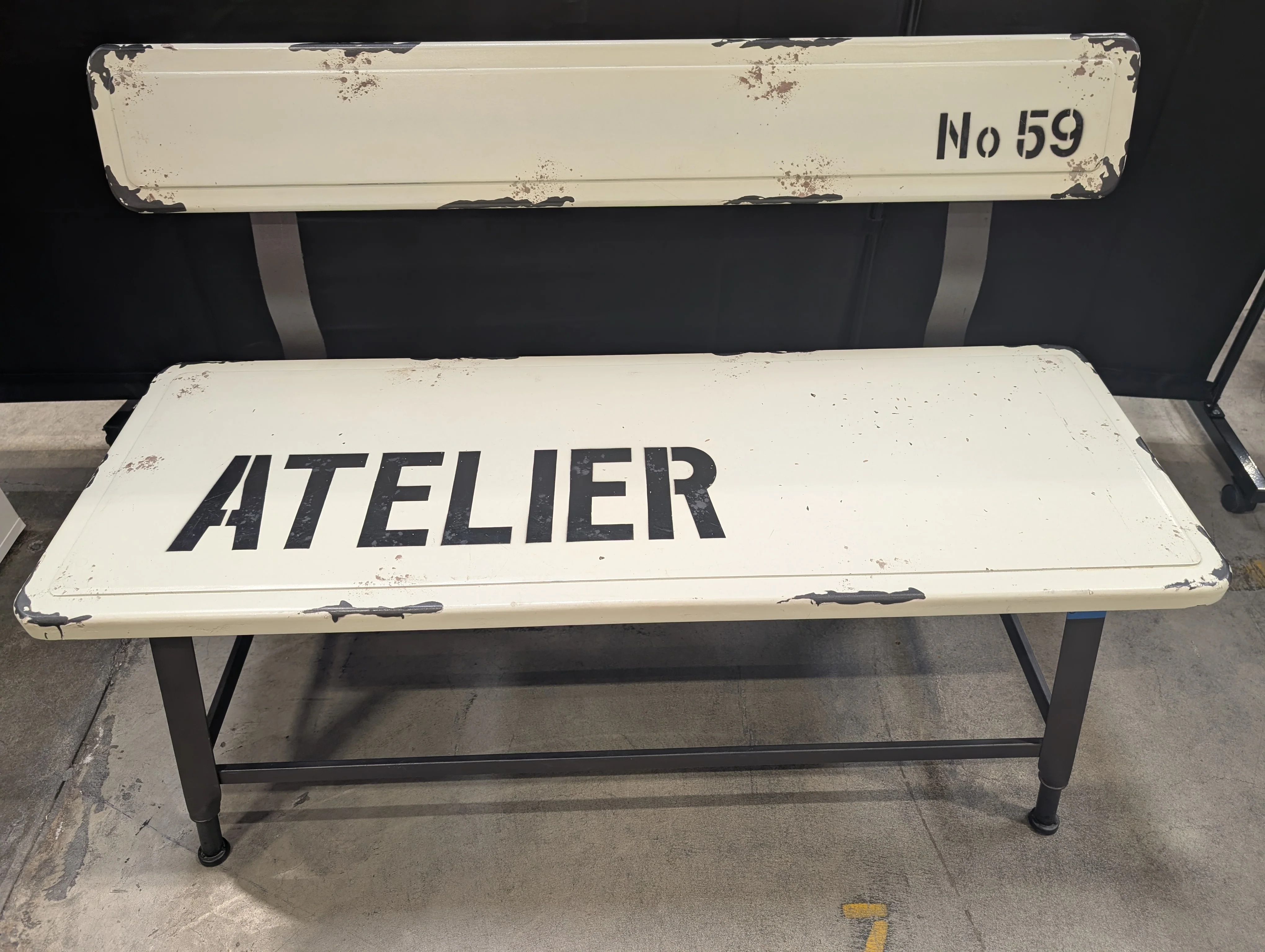 Industrial Style ATELIER Metal Bench with Backrest - Image 3